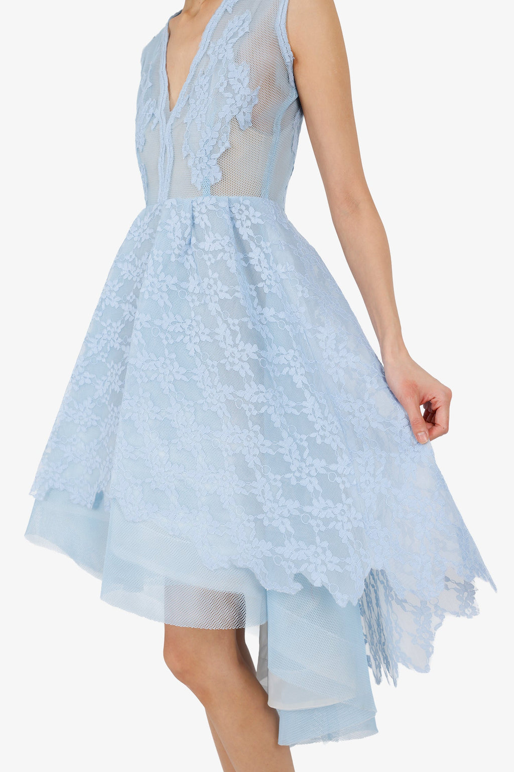 Narces Blue Lace Sleeveless Midi Dress Size 4