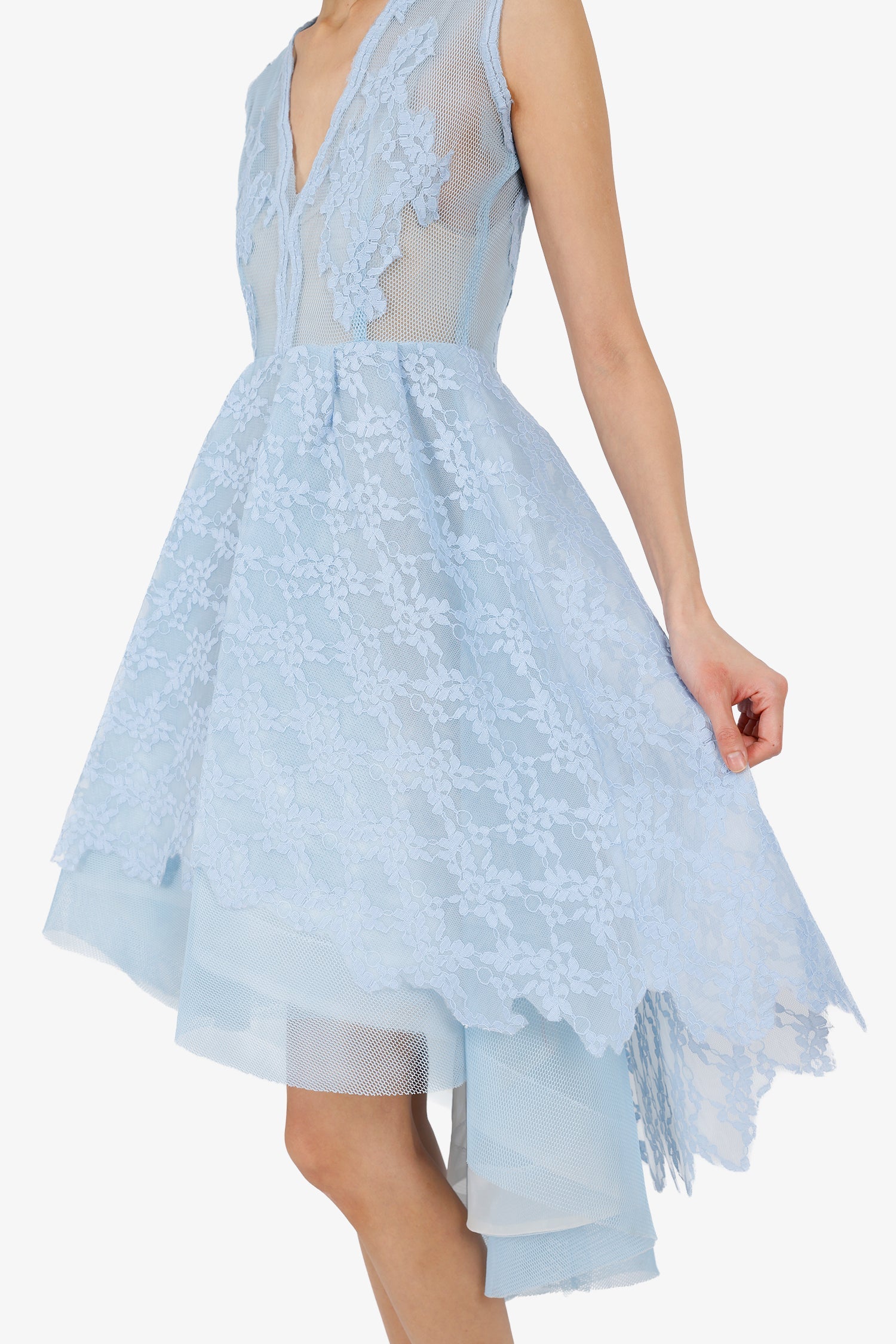 Narces Blue Lace Sleeveless Midi Dress Size 4