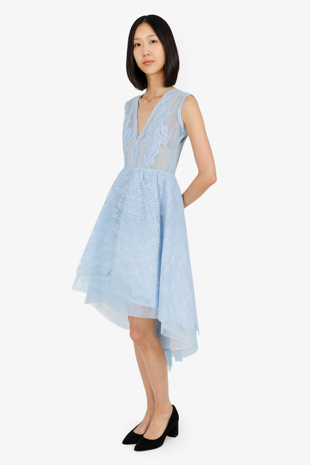 Narces Blue Lace Sleeveless Midi Dress Size 4