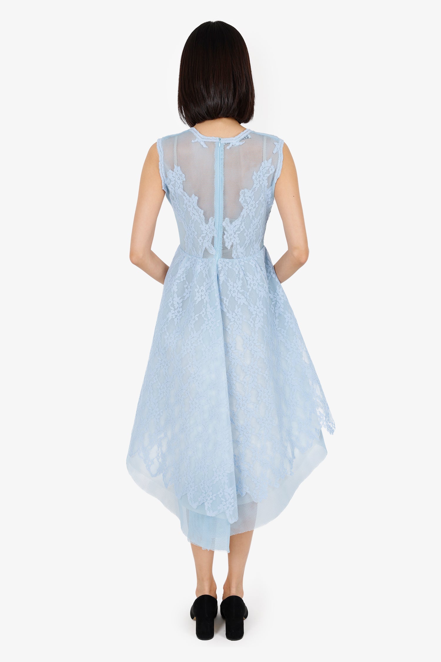Narces Blue Lace Sleeveless Midi Dress Size 4