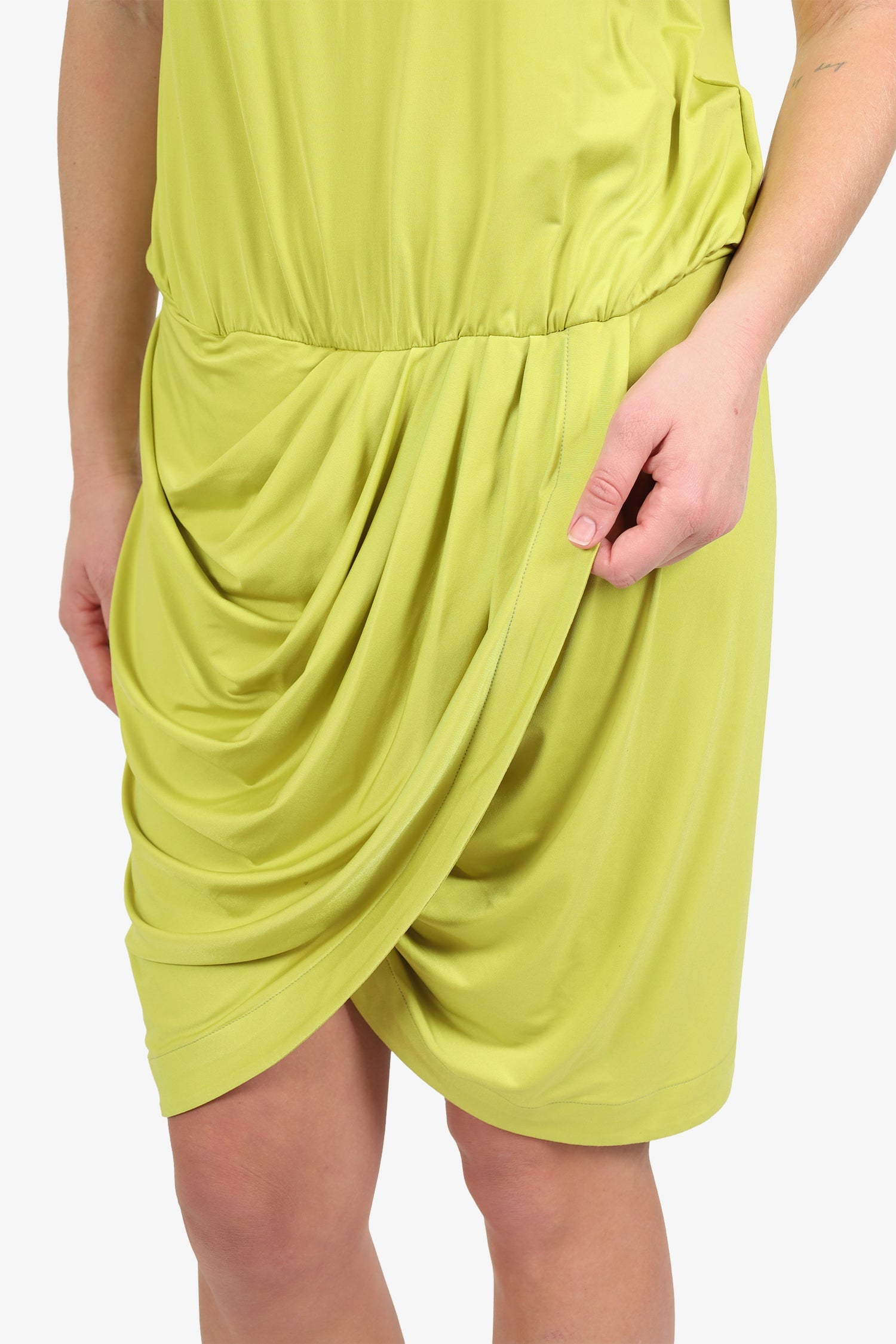 Greta Constantine Green Short Sleeve Ruched Mini Dress Size M