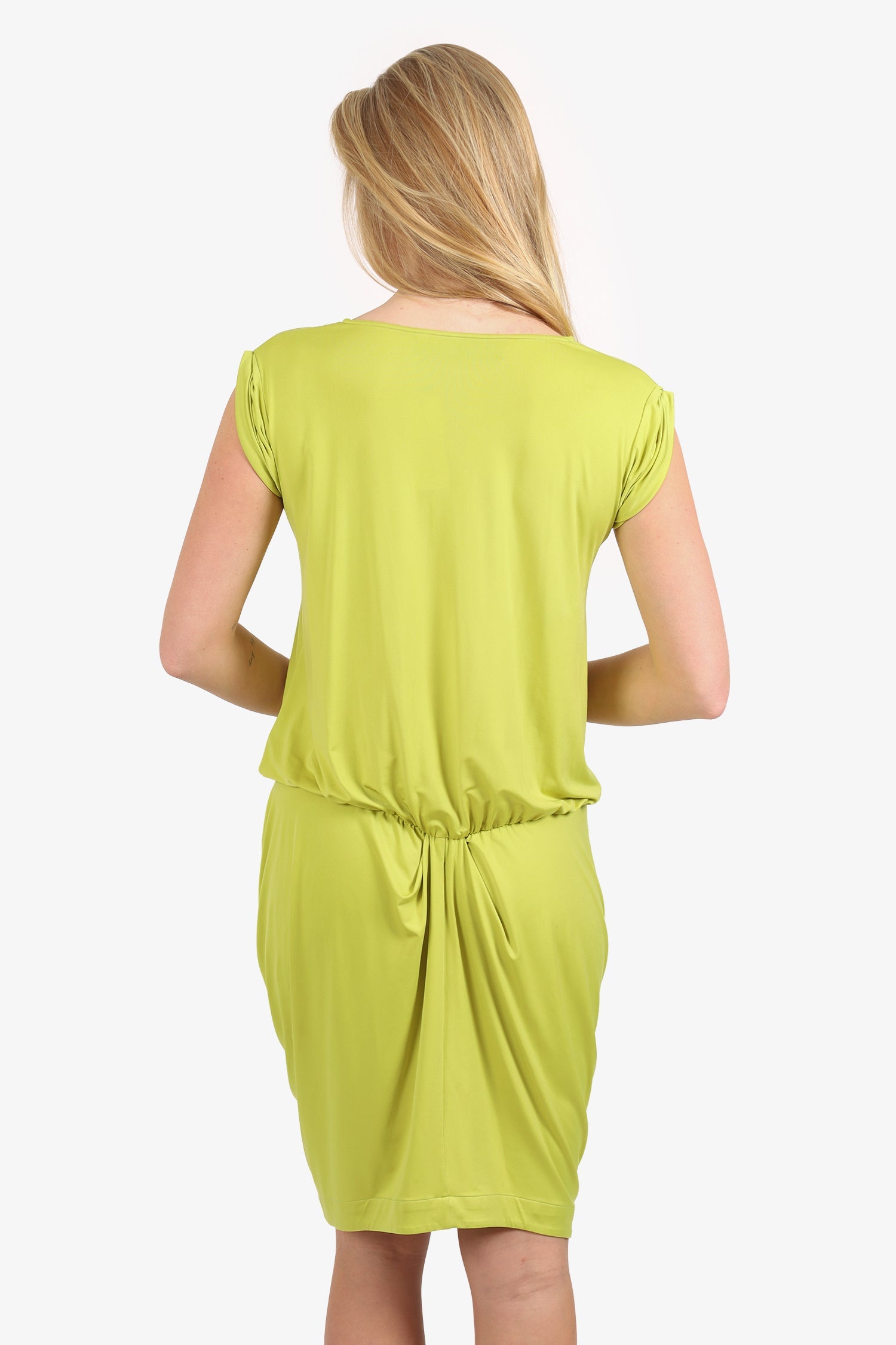 Greta Constantine Green Short Sleeve Ruched Mini Dress Size M