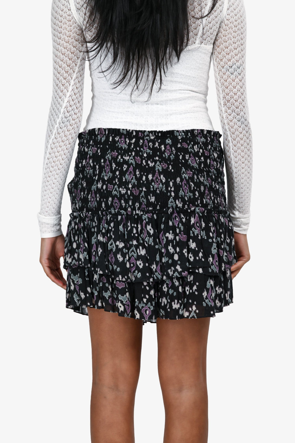 Isabel Marant Étoile Black/Purple Printed Ruffle Skirt Size 40