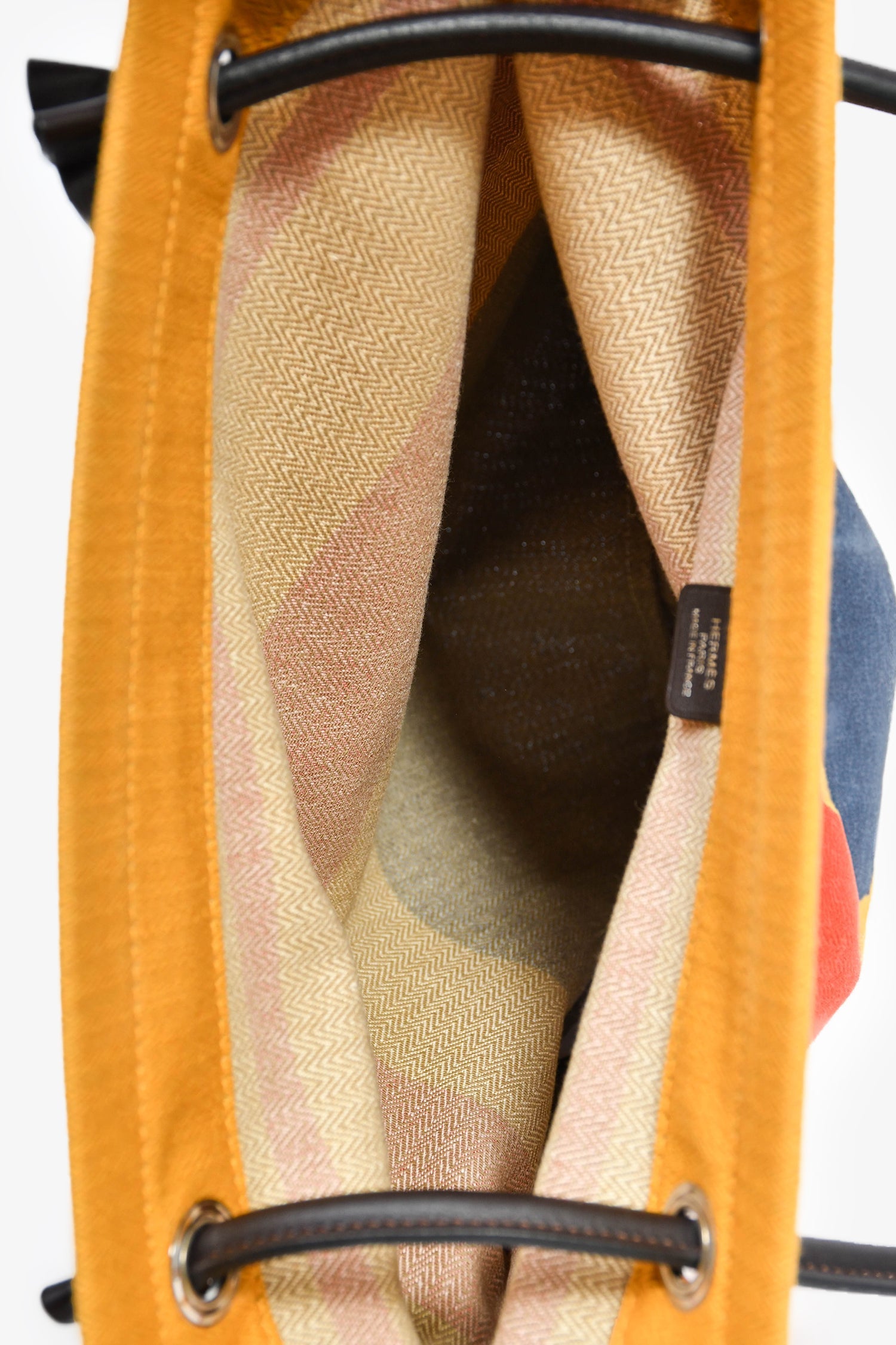 Hermès Yellow Striped Canva 'Aline' Small Tote Bag