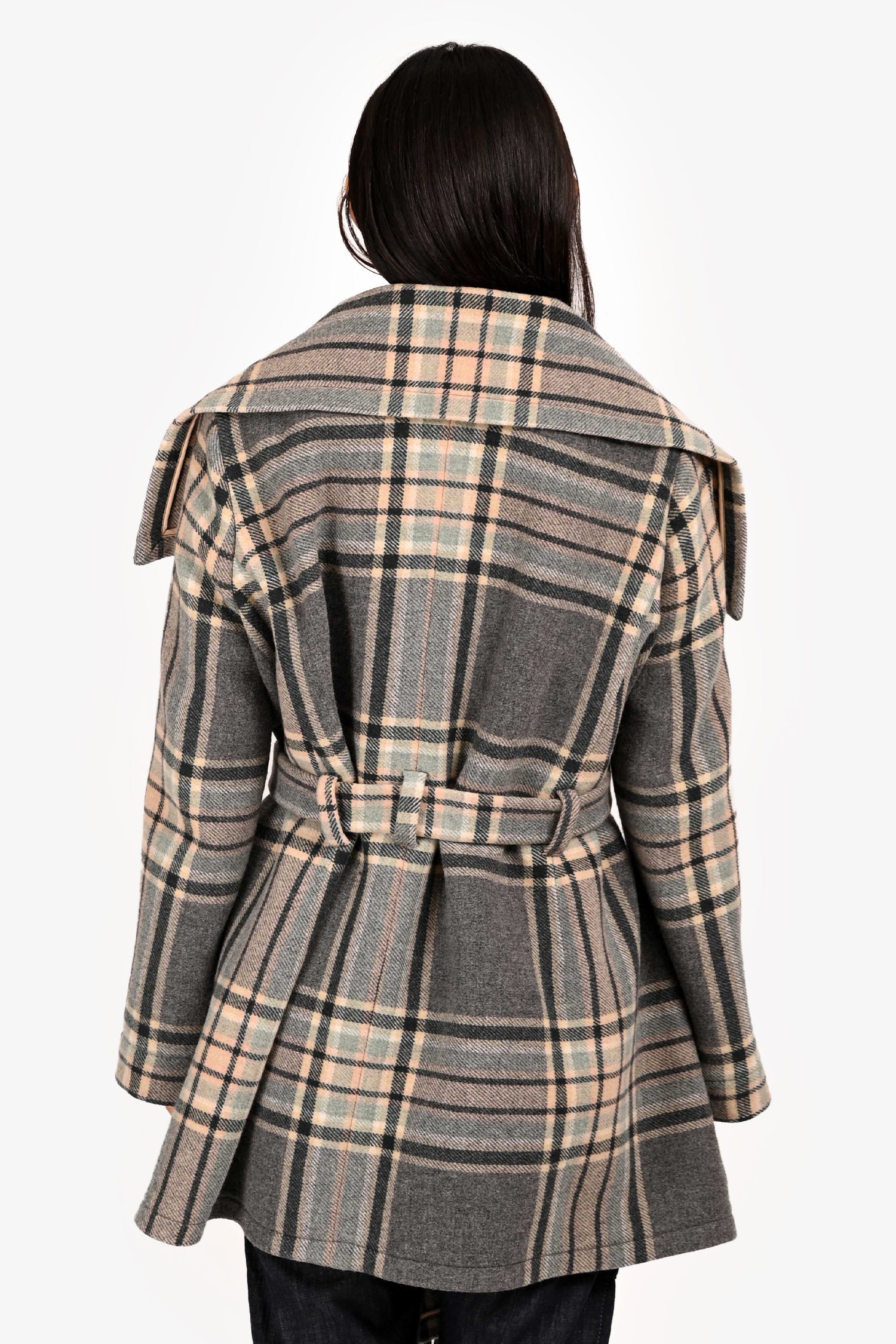 Chloe Grey/Multi Colour Wool Fringe Belted Coat Size 38