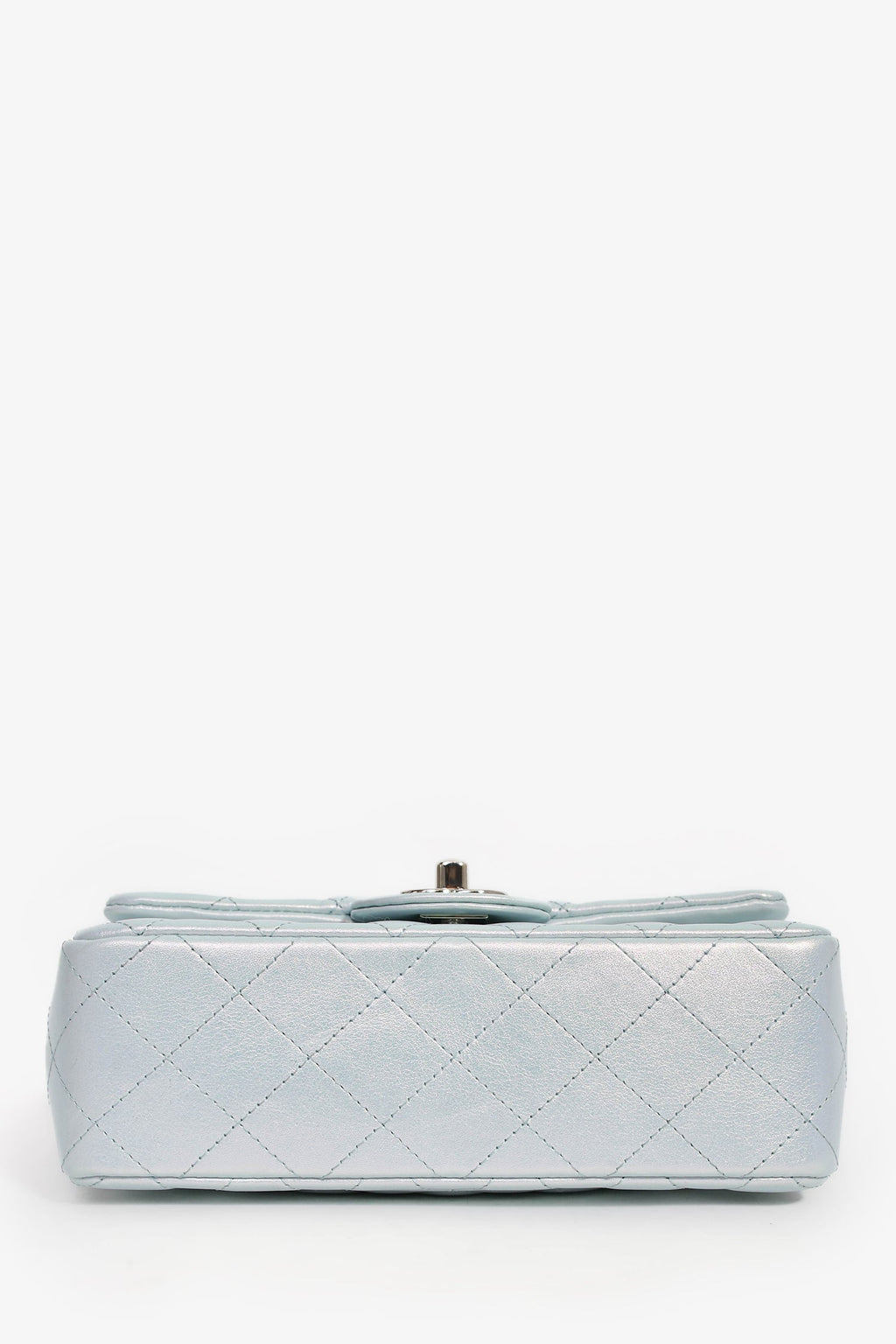 Pre-Loved Chanel™ 2024 Blue Iridescent Lambskin Mini Rectangle Flap Bag