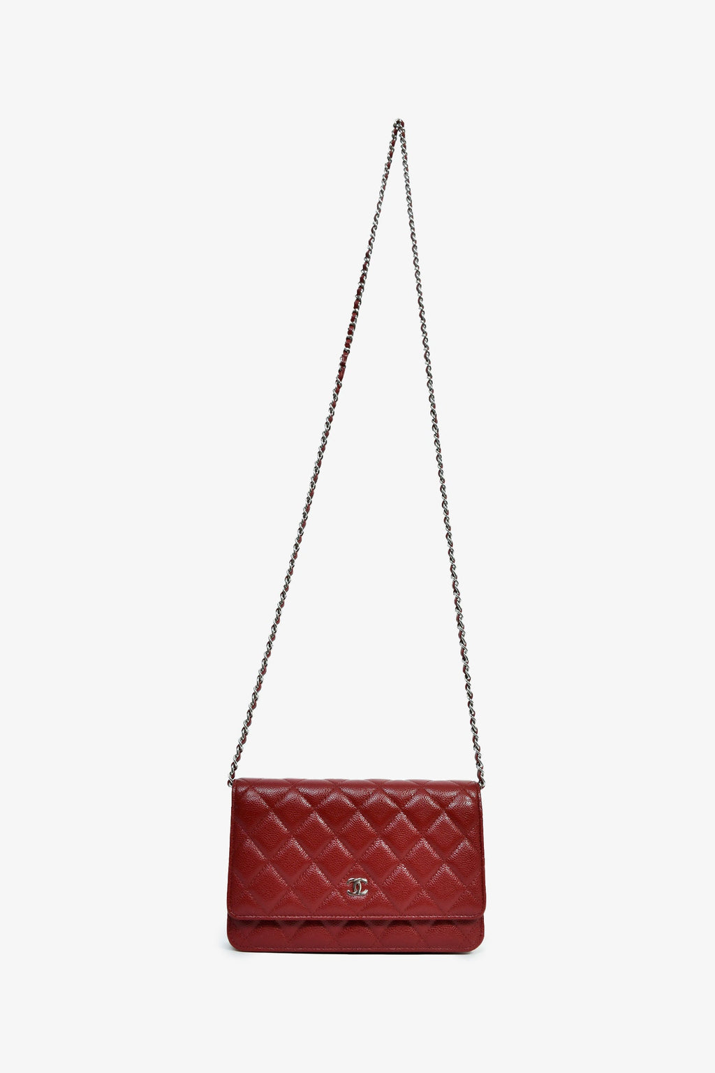 Pre-Loved Chanel™ 2020 Burgundy Quilted Classic Wallet On Chain