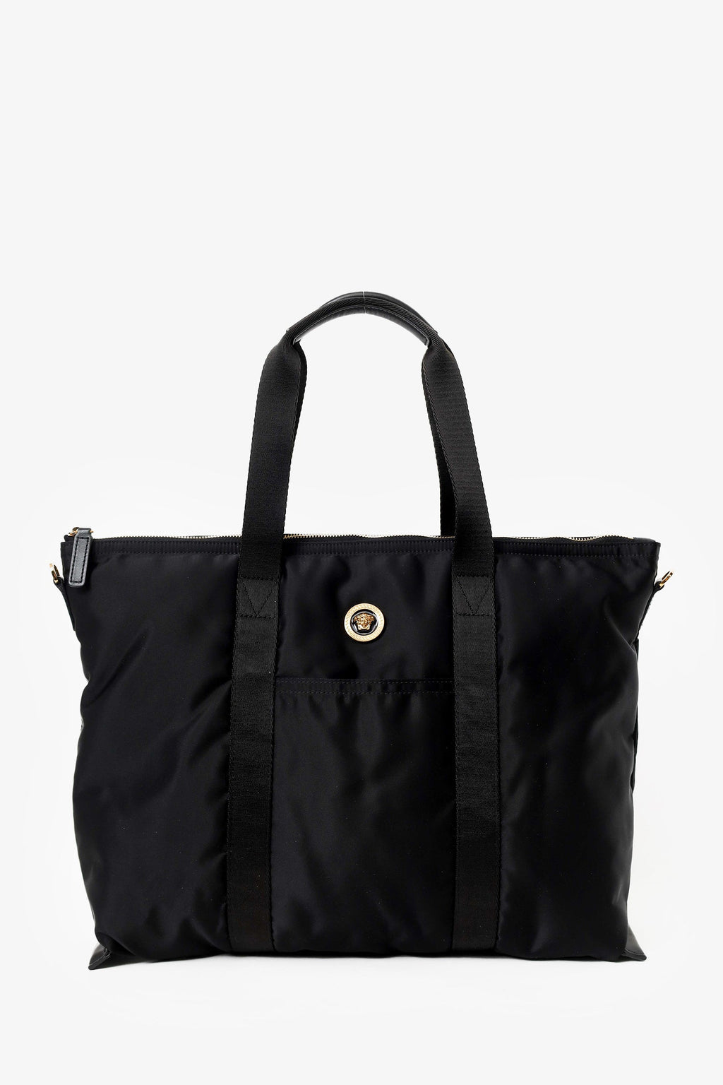 Versace Black Nylon La Medusa Tote Bag With Strap