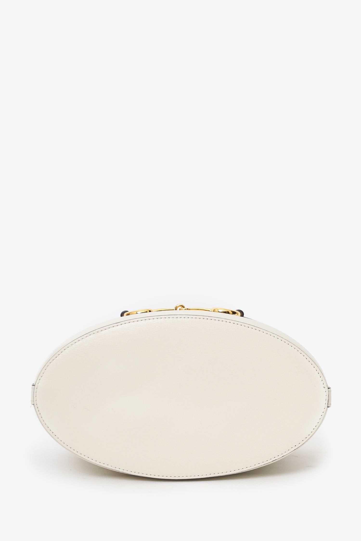 Gucci White Leather 1955 Horsebit Drawstring Bucket Bag