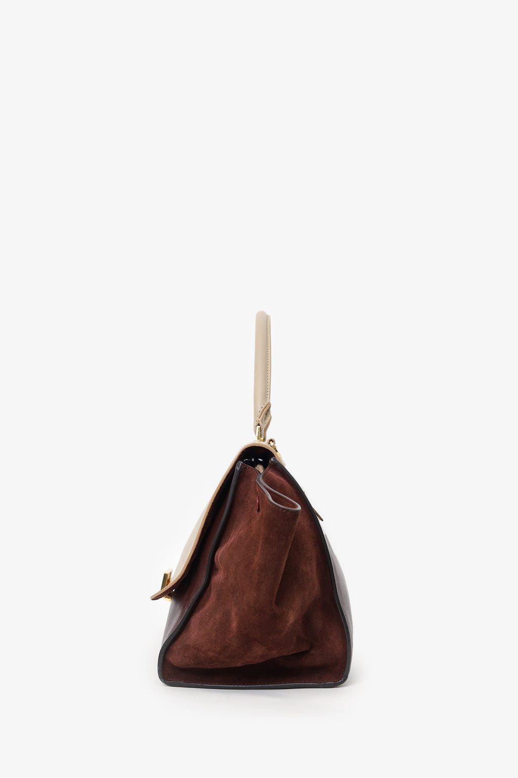 Celine Burgundy/Beige Leather and Suede Medium Trapeze Bag