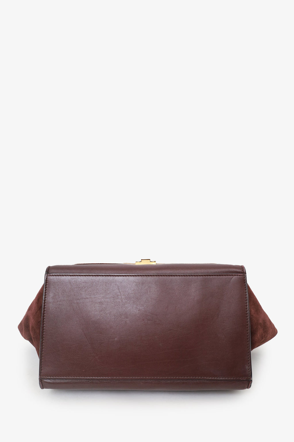 Celine Burgundy/Beige Leather and Suede Medium Trapeze Bag