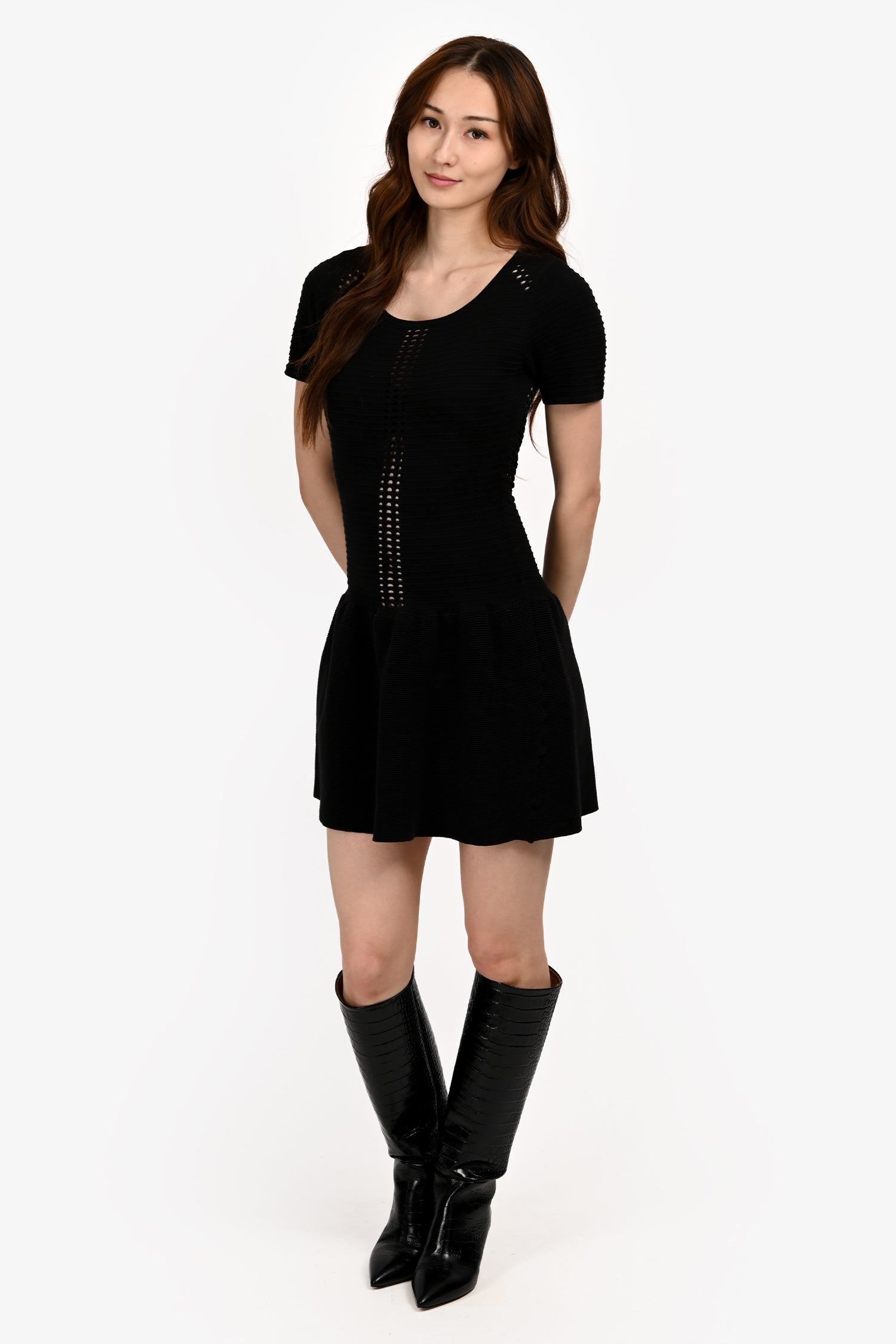 Maje Black Knit Peplum Dress Size 1