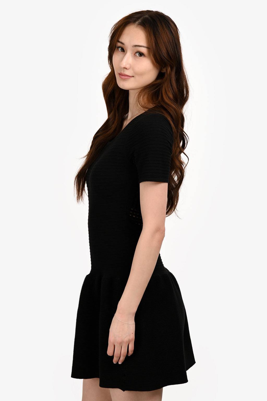 Maje Black Knit Peplum Dress Size 1
