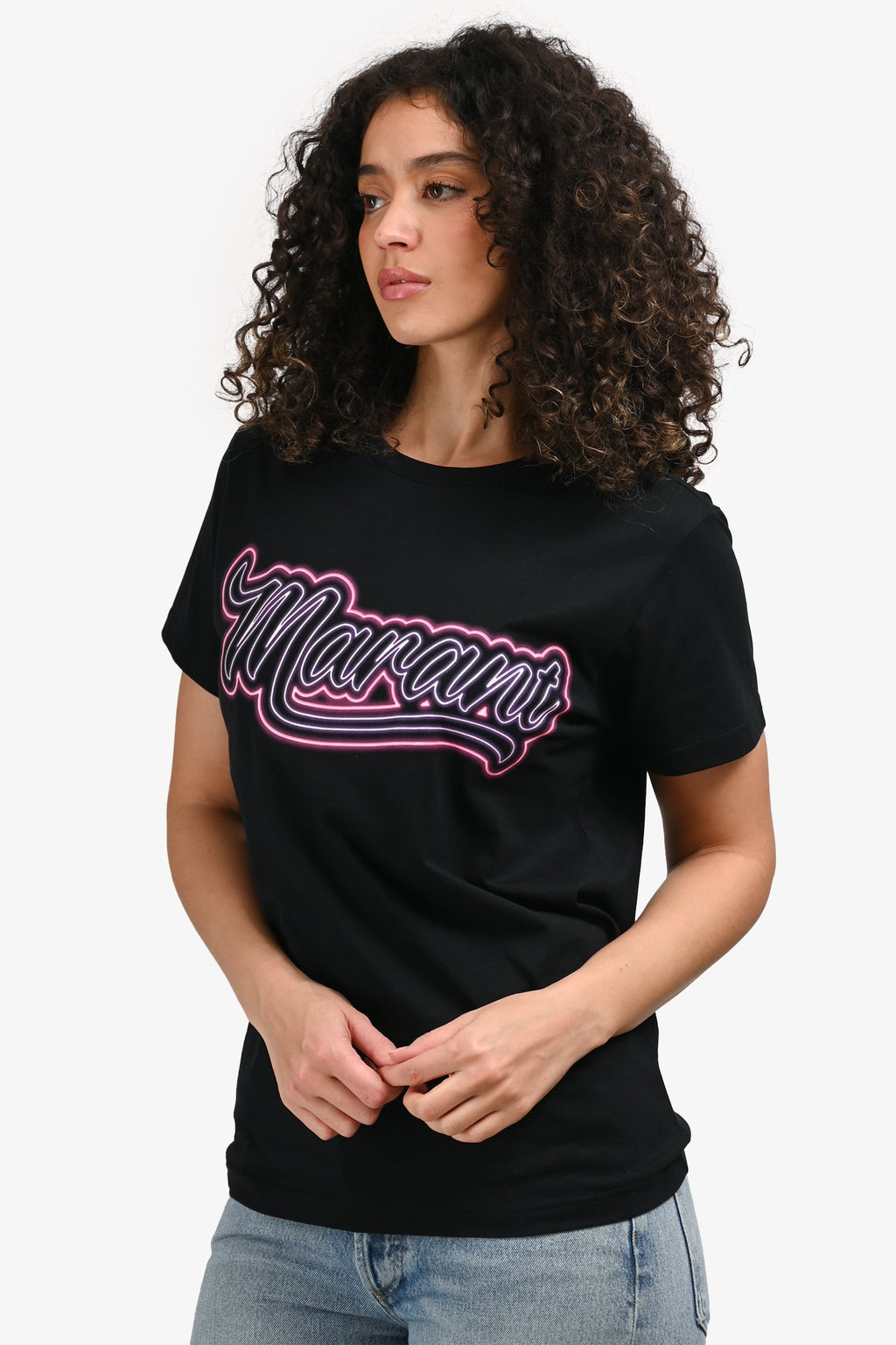 Isabel Marant Black/Pink Logo T-Shirt Size XS