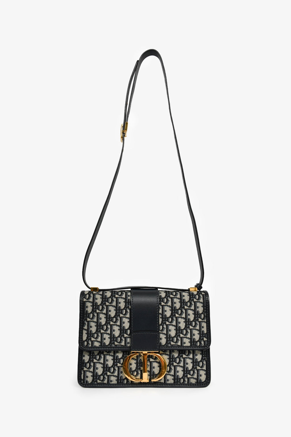 Christian Dior 2019 Navy Leather/Oblique 30 Montaigne Shoulder Bag