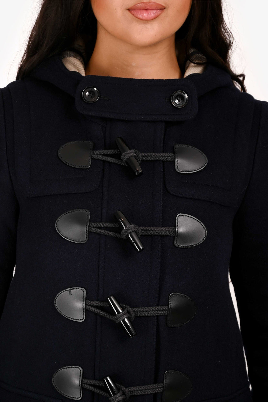 Burberry Brit Navy Wool Toggle Hooded Duffle Coat Size 4