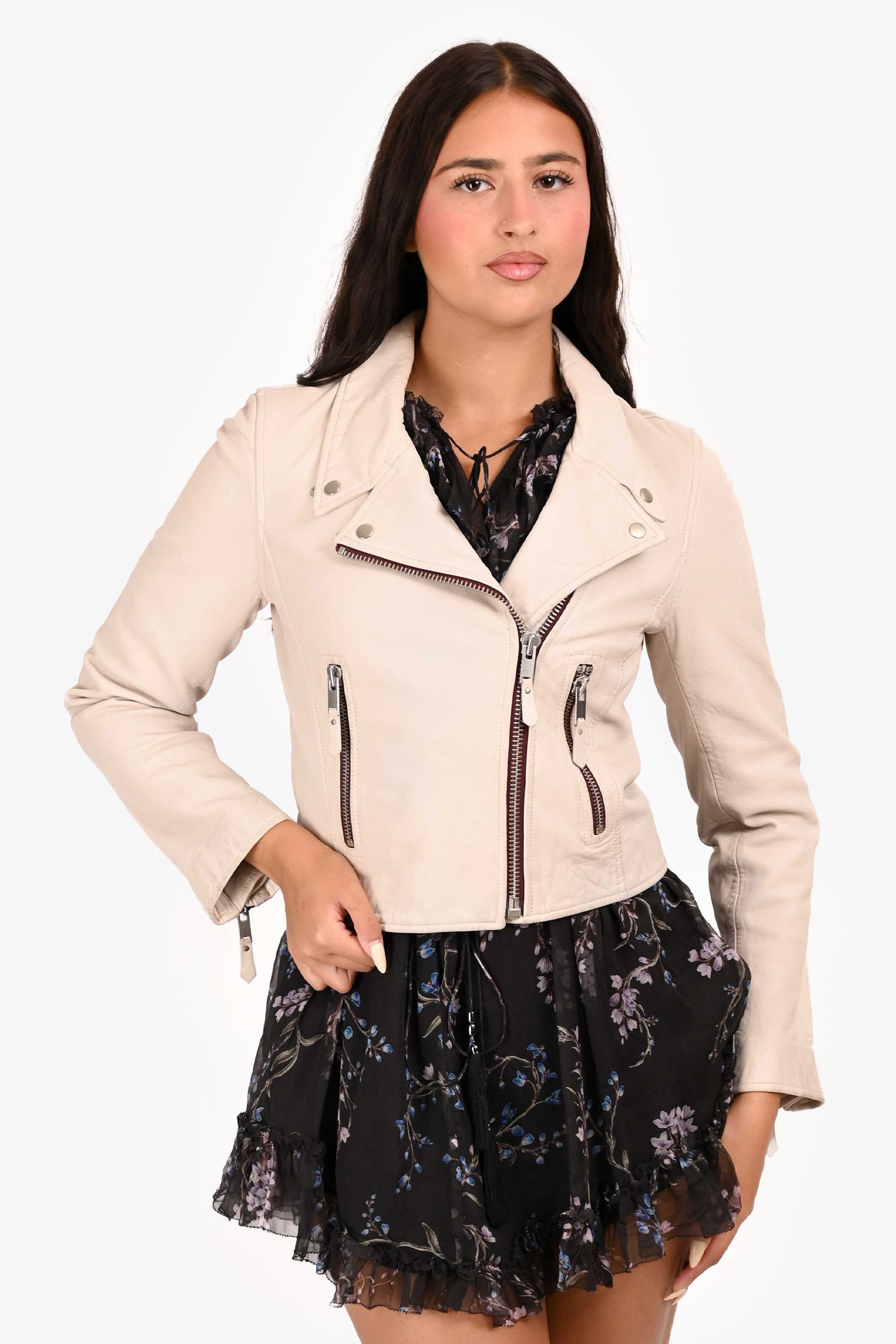 Isabel Marant Etoile White Leather Biker Jacket Size 36