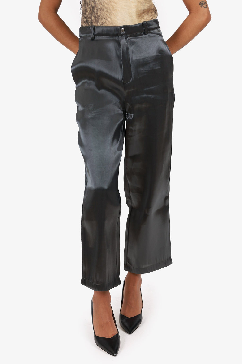 Heliot Emil Grey Iridescent Straight Leg Pants Size S