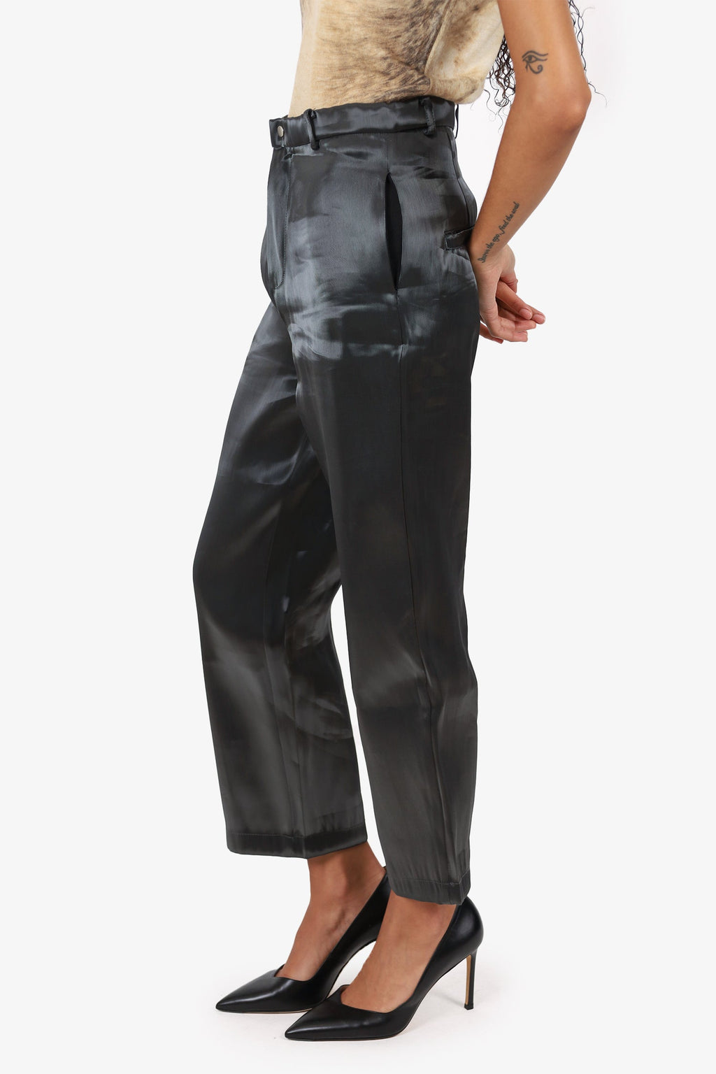 Heliot Emil Grey Iridescent Straight Leg Pants Size S