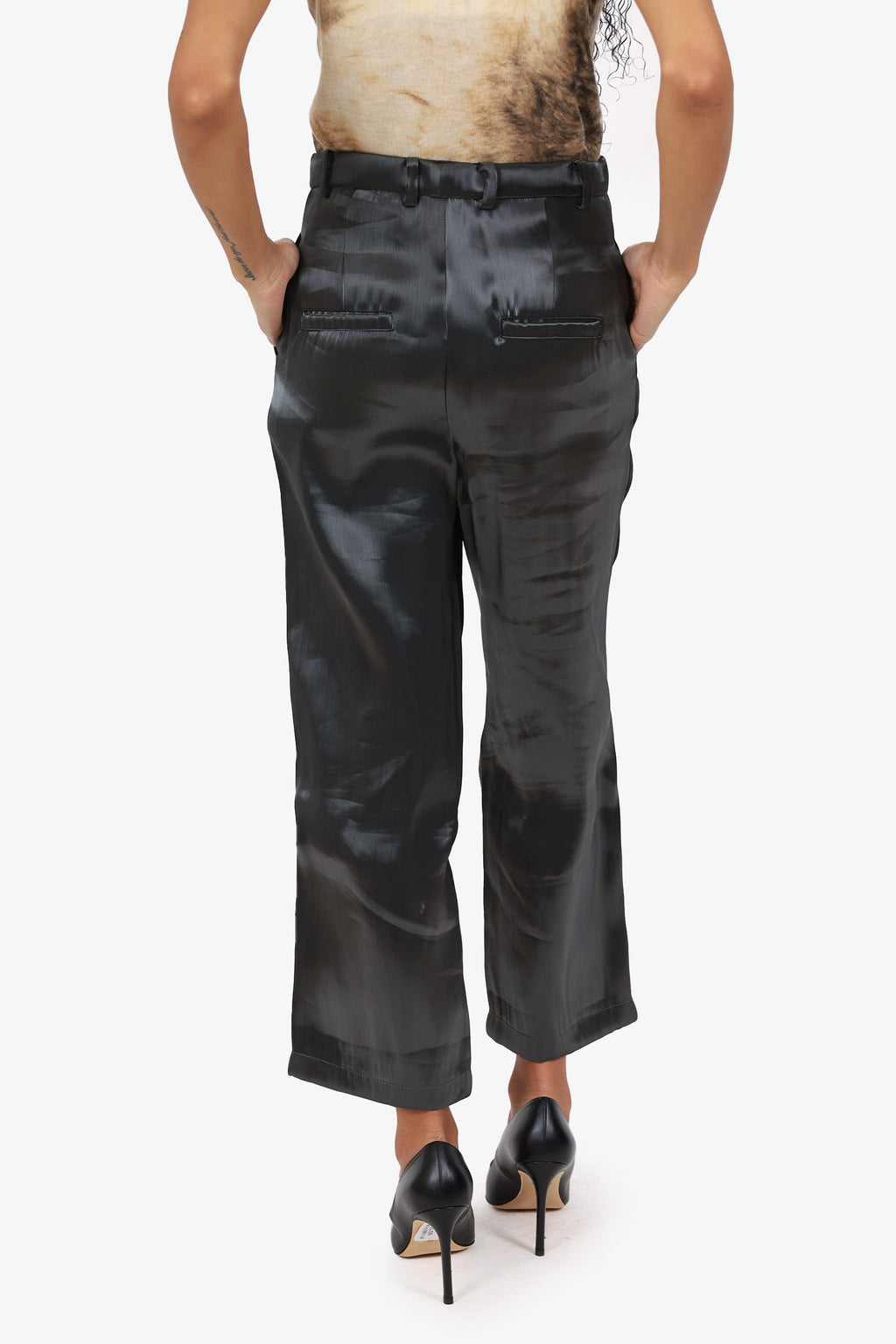 Heliot Emil Grey Iridescent Straight Leg Pants Size S