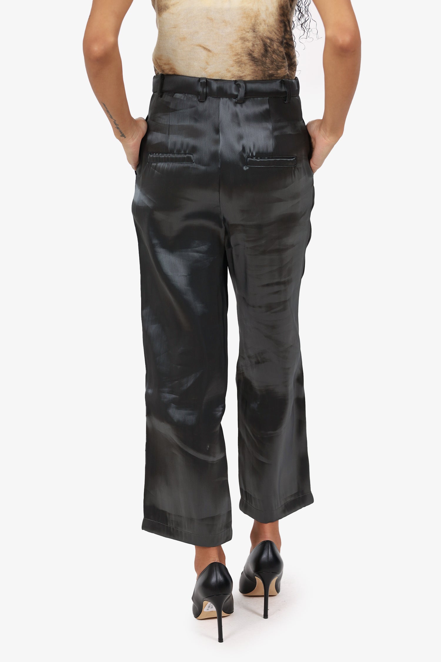 Heliot Emil Grey Iridescent Straight Leg Pants Size S