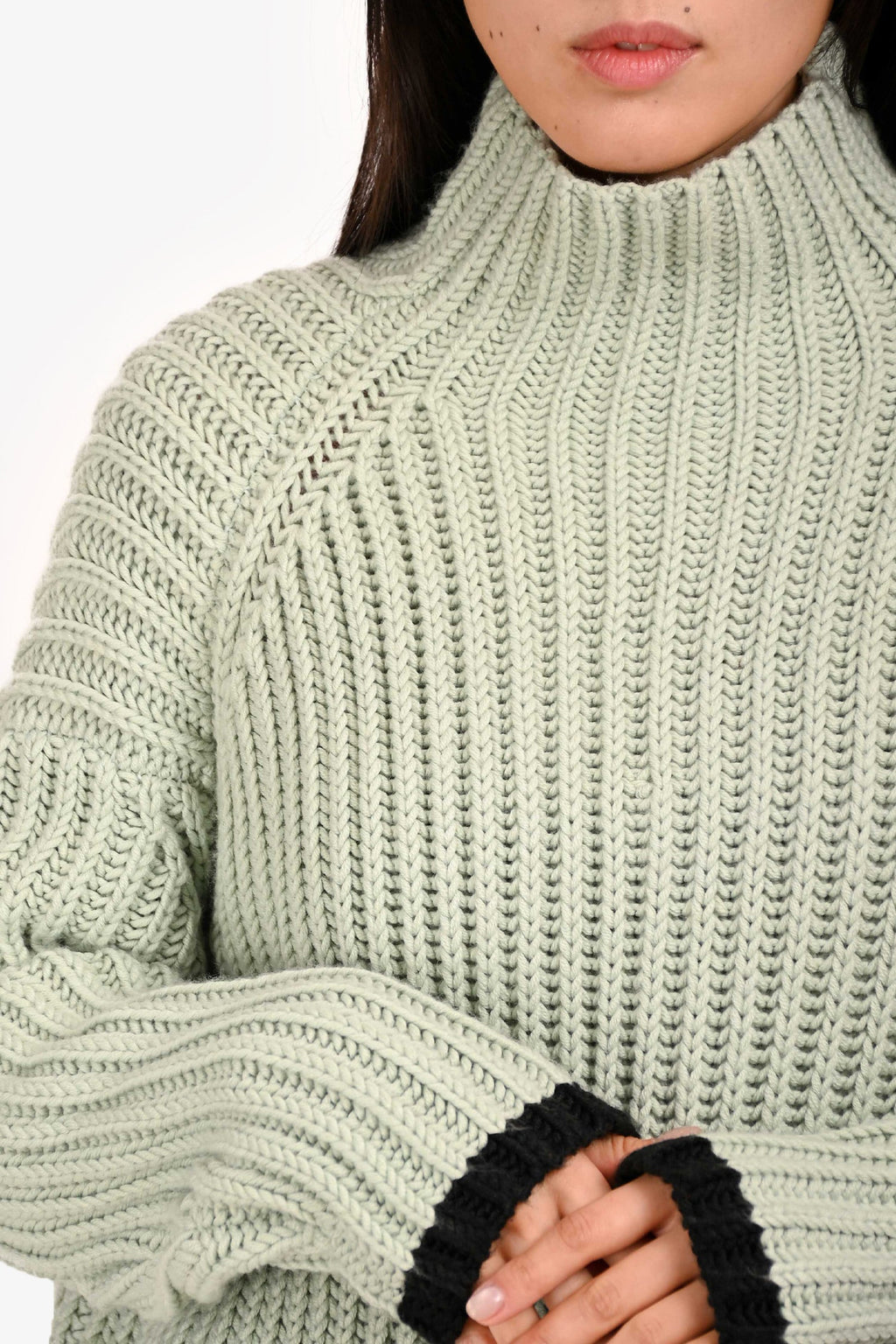 Victoria Victoria Beckham Green Wool High Neck Sweater Size 1