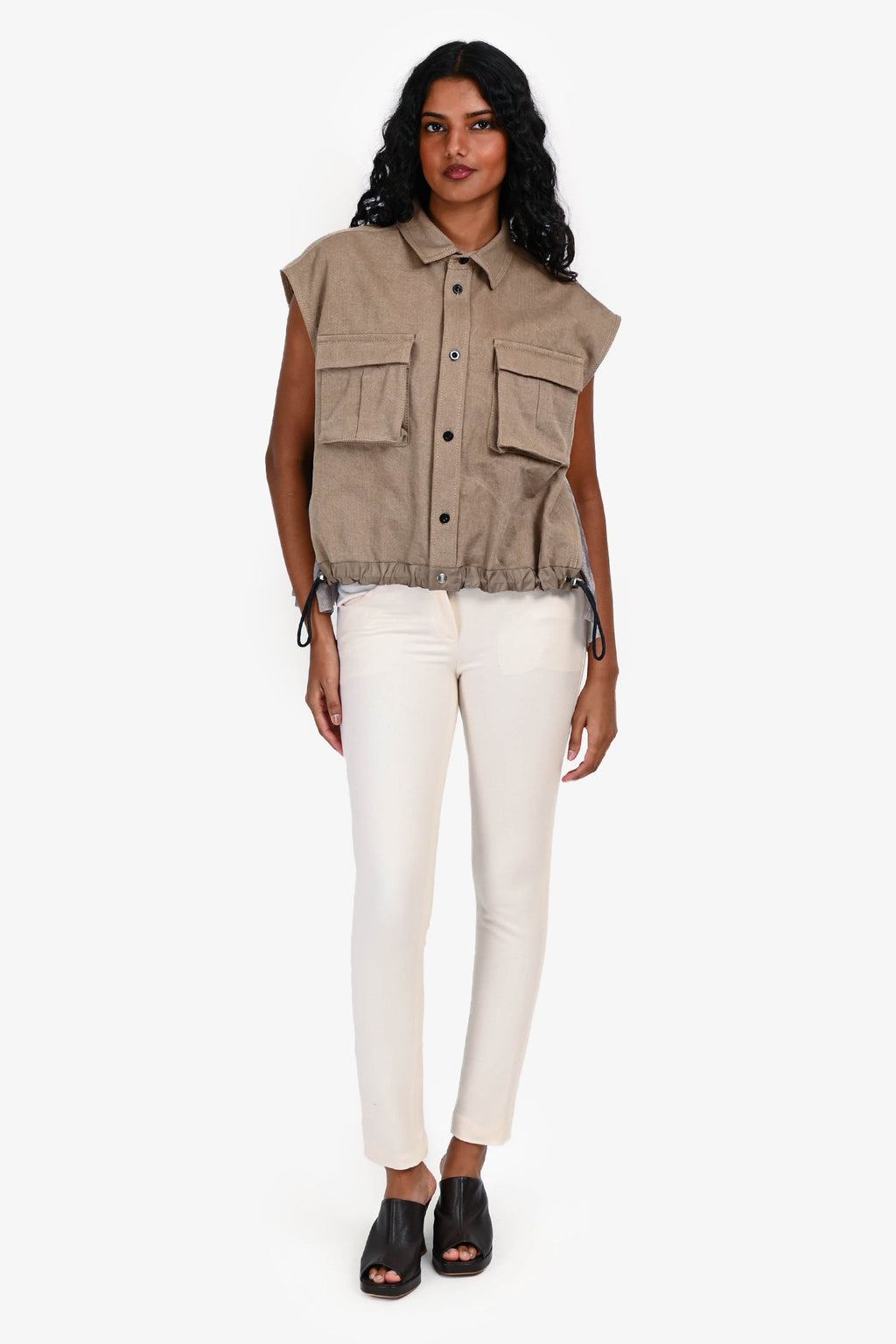Brunello Cucinelli Cream Wool Skinny Pants Size 2