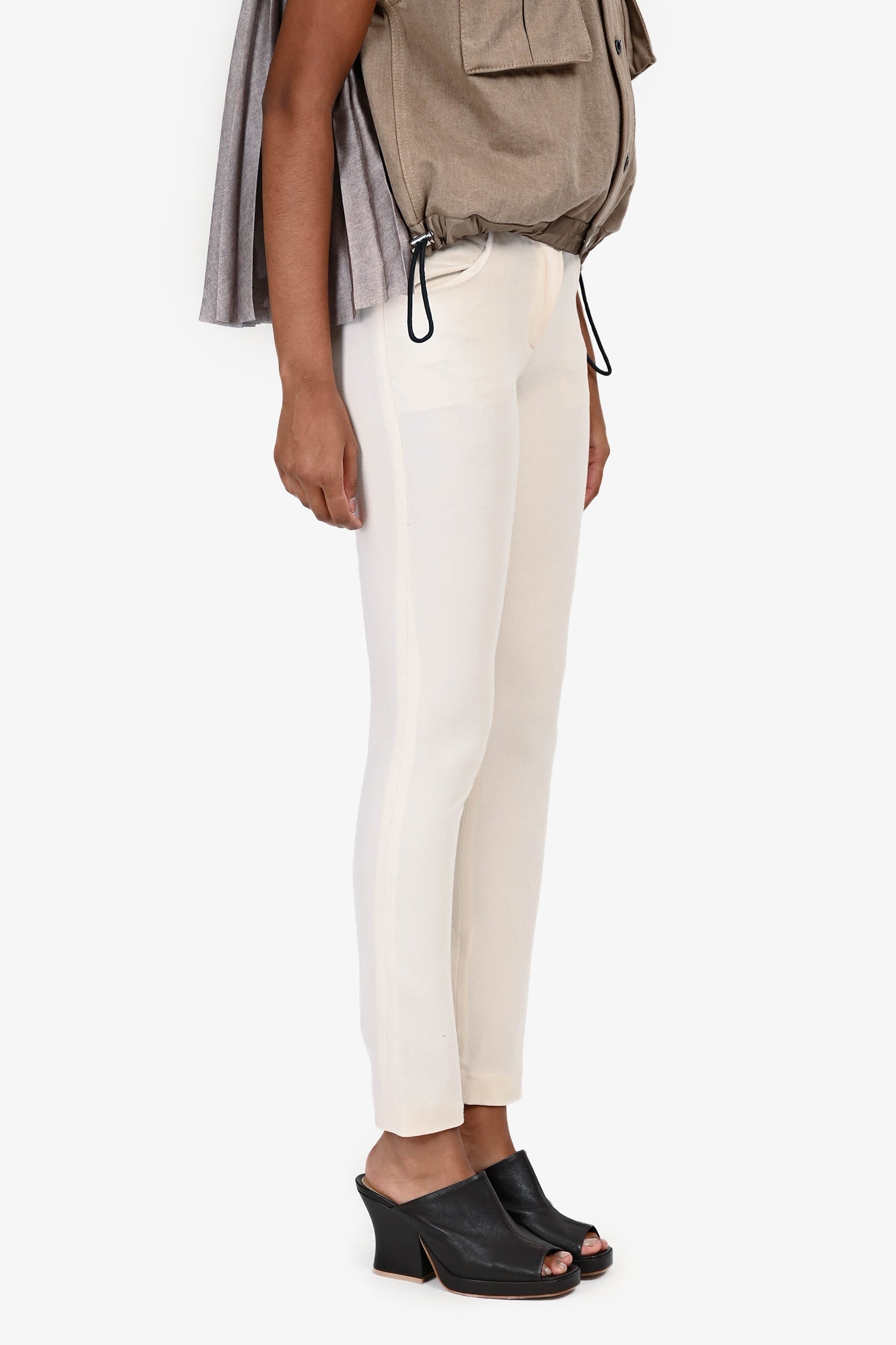 Brunello Cucinelli Cream Wool Skinny Pants Size 2
