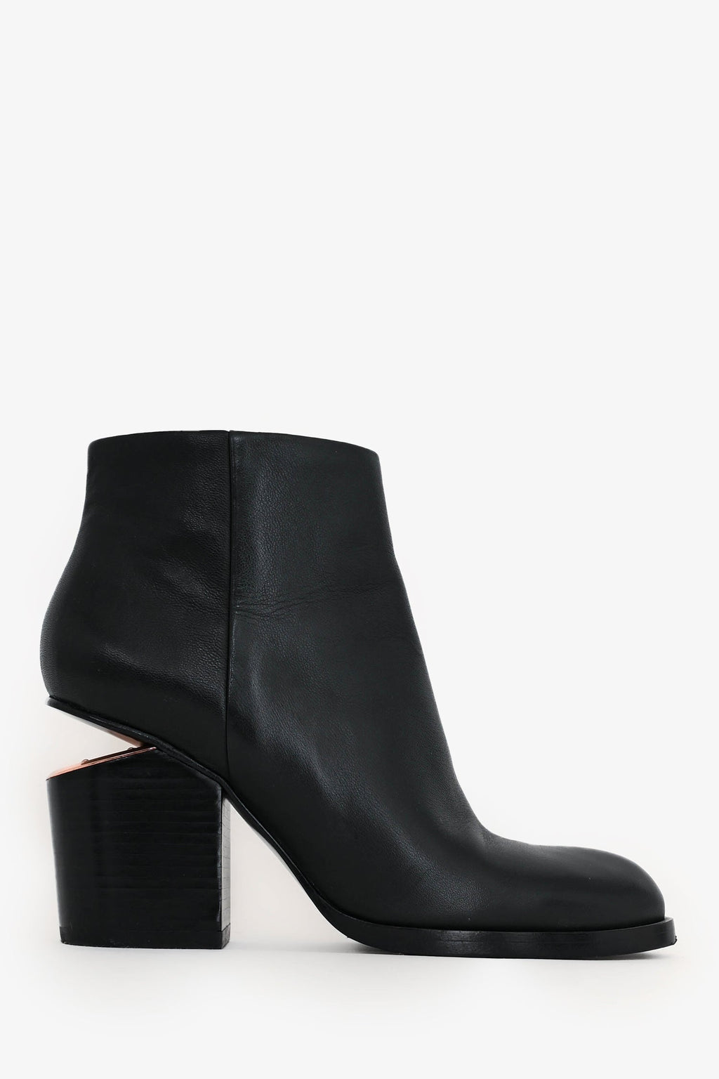 Alexander Wang Black Leather RGHW Cut-Out Ankle Boots Size 35