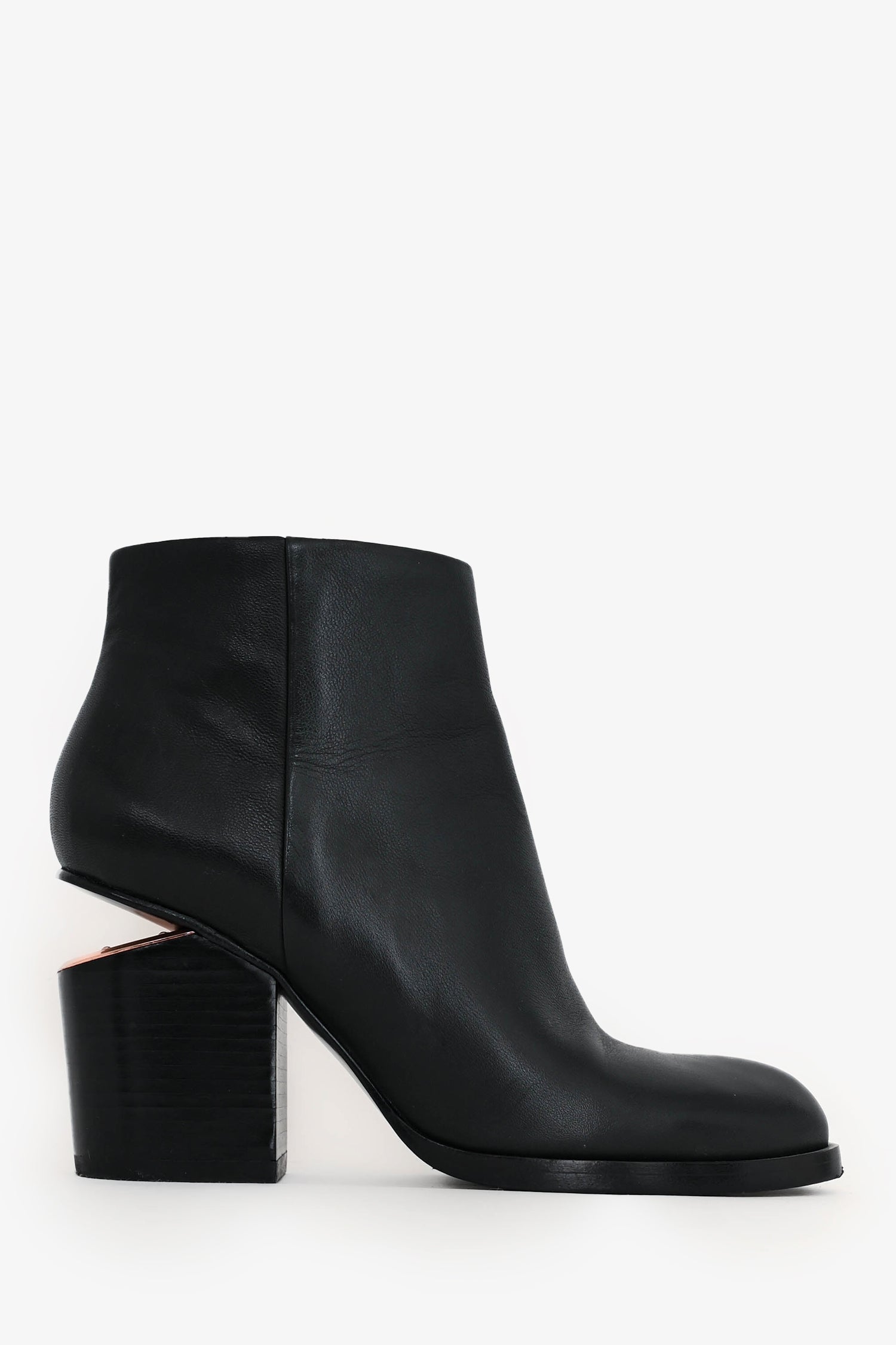 Alexander Wang Black Leather RGHW Cut-Out Ankle Boots Size 35