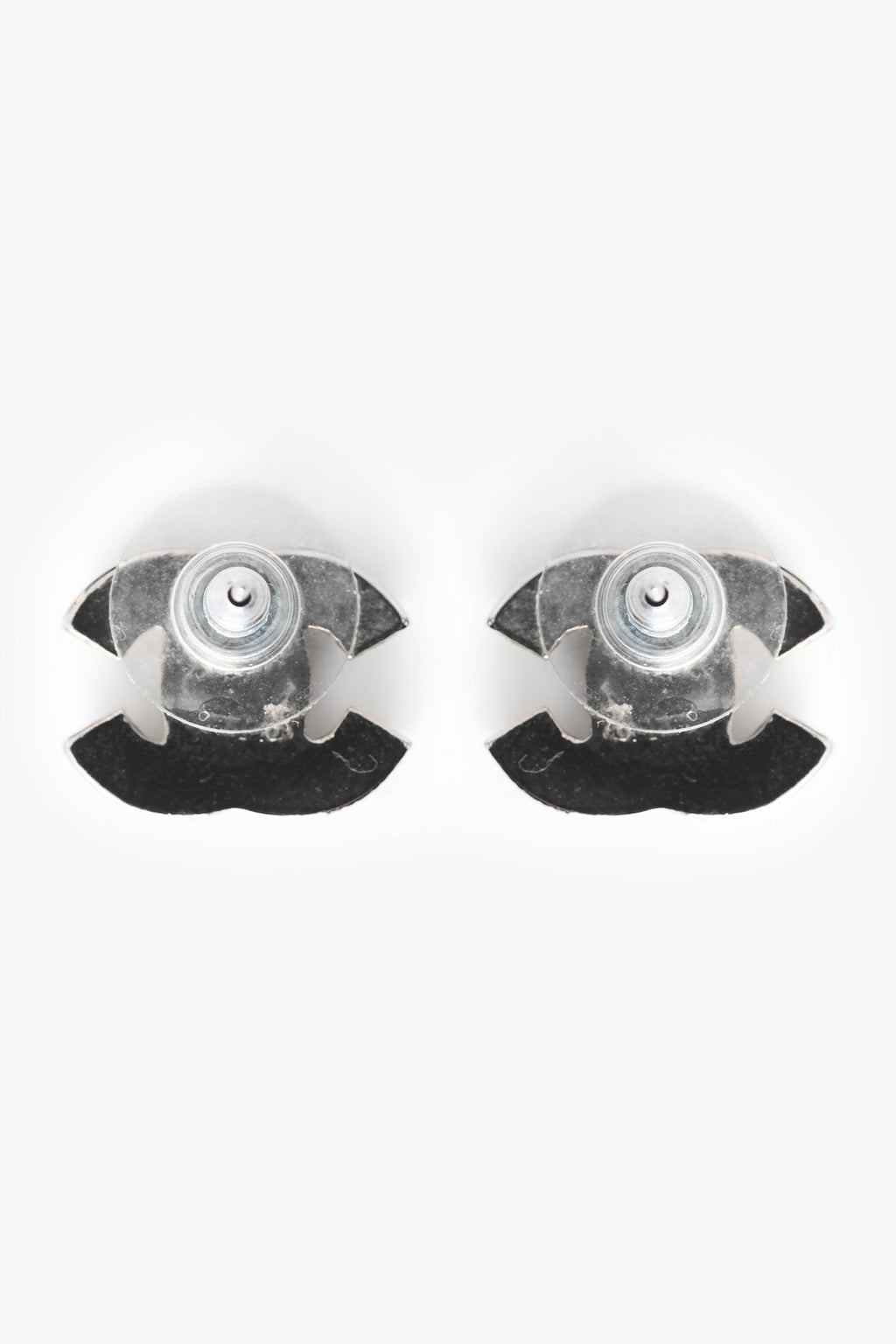 Pre-Loved Chanel™ 2011 Silver Tone Metal Crystal Embellished CC Earrings