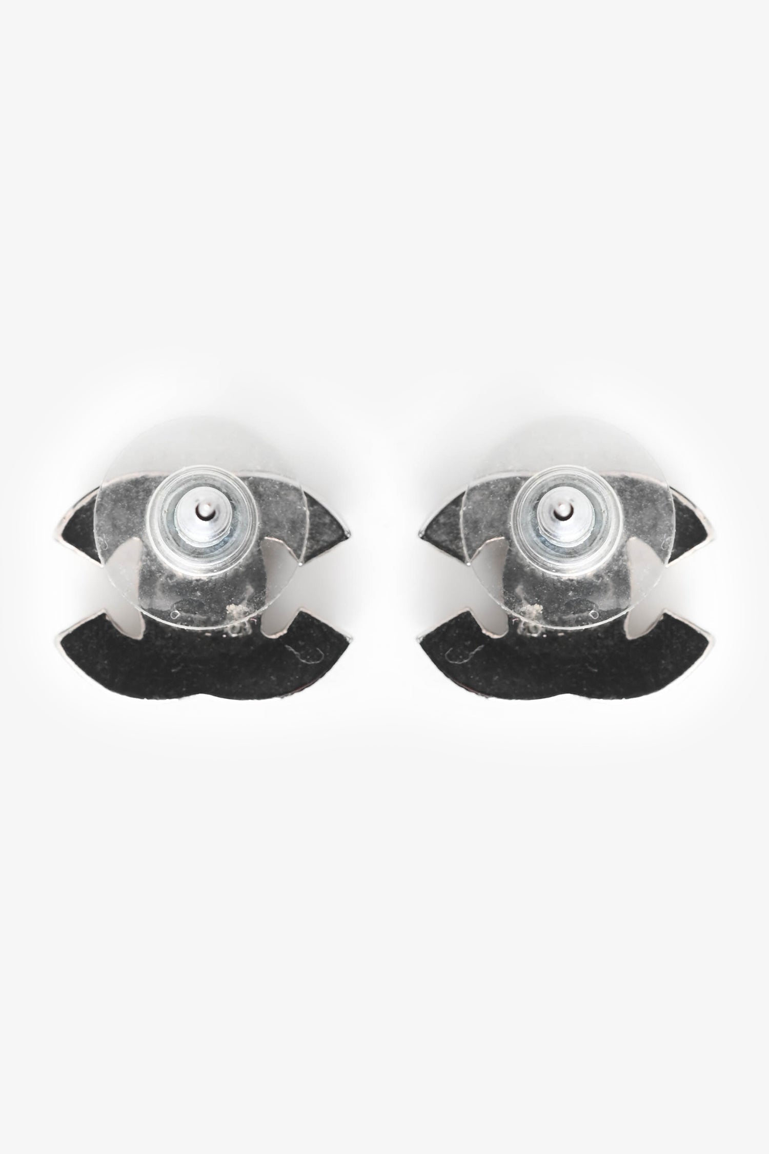 Pre-Loved Chanel™ 2011 Silver Tone Metal Crystal Embellished CC Earrings
