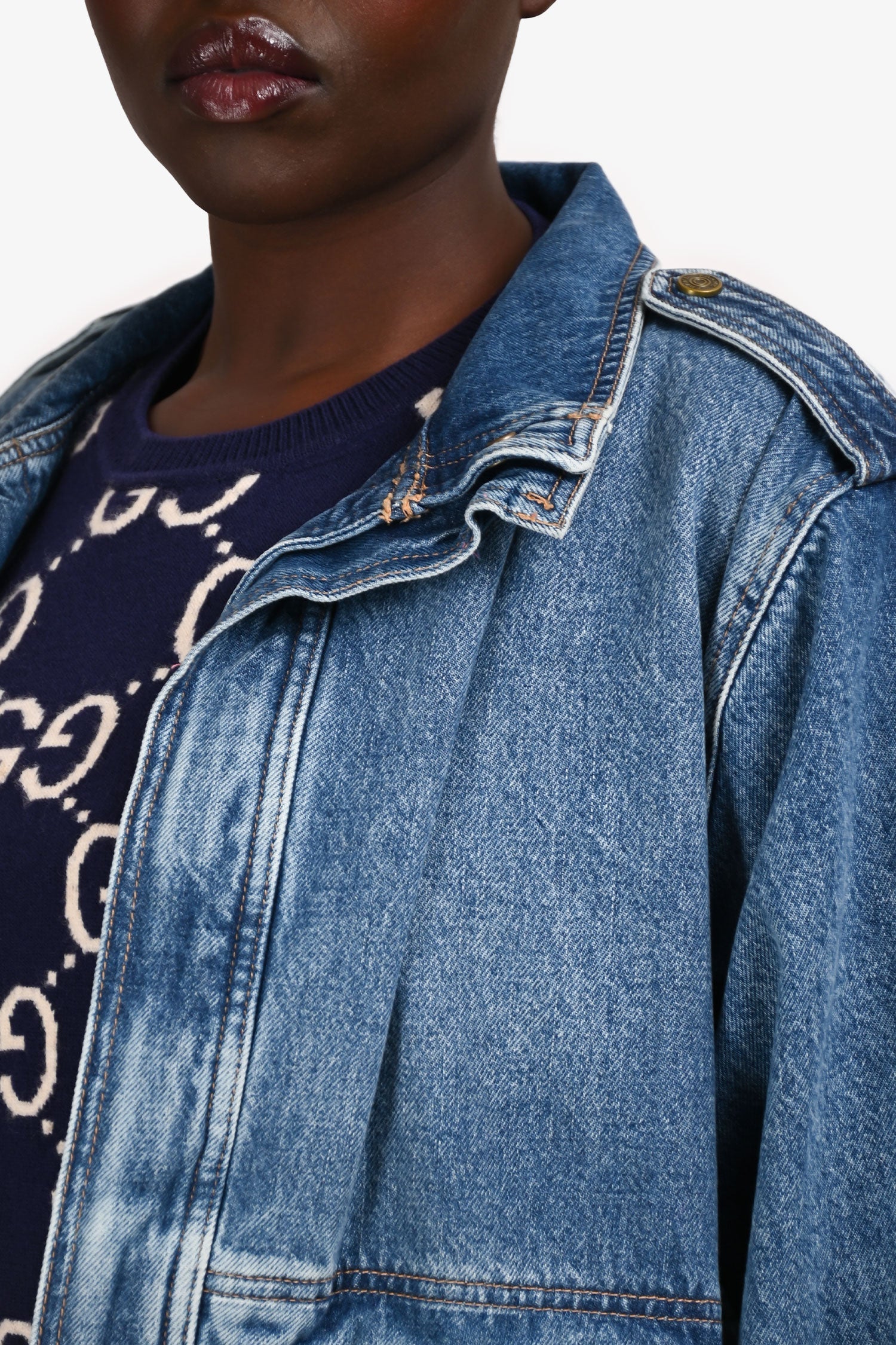 Frame Blue Denim Oversized Button Down Jacket Size M