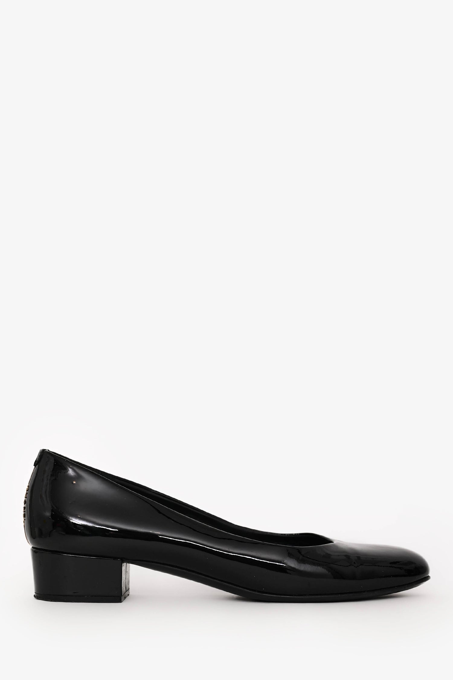 Pre-Loved Chanel™ Black Patent Leather Heeled Ballet Flats Size 40