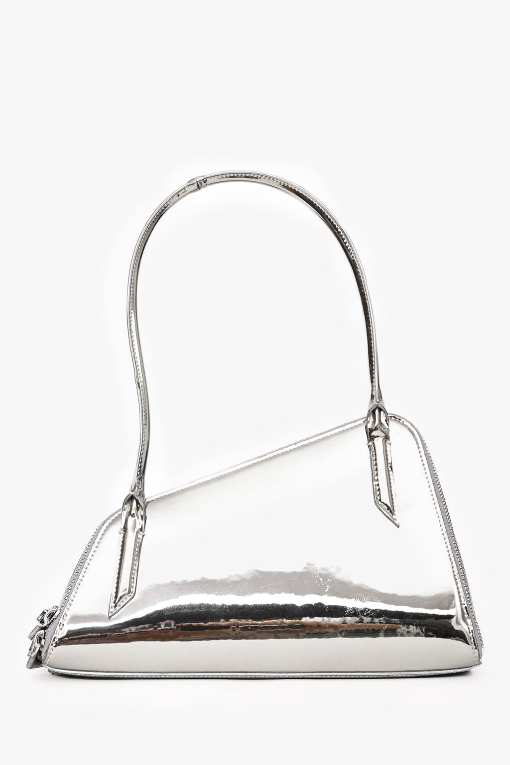 The Attico Silver Patent Leather 'Sunrise' Single Strap Shoulder Bag
