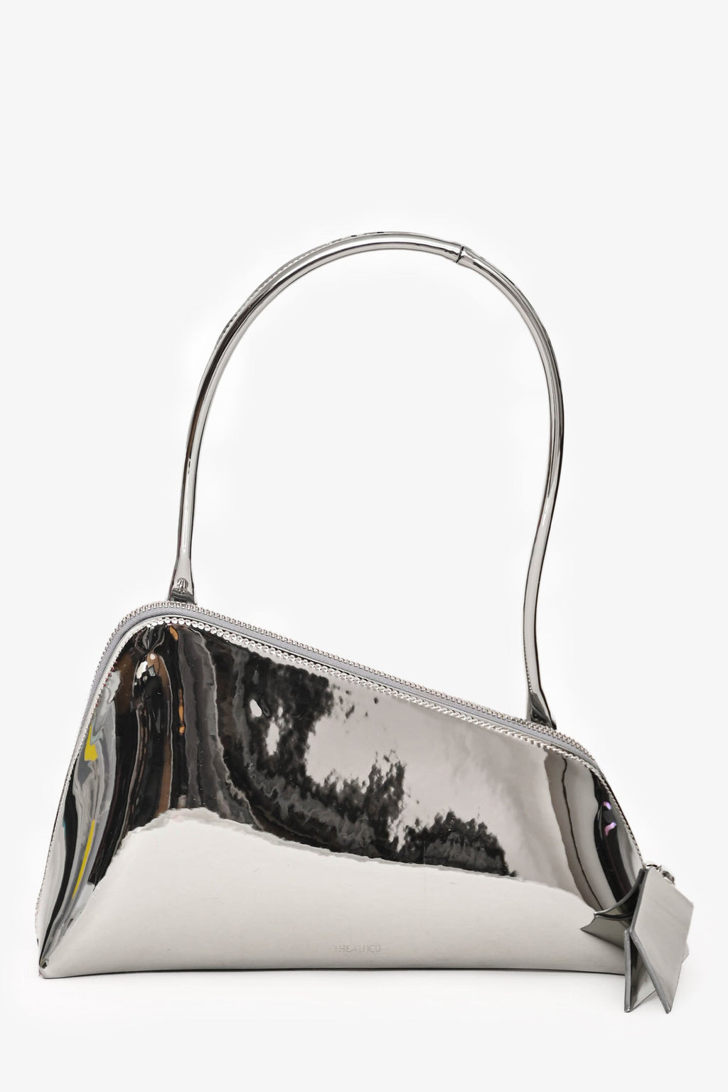 The Attico Silver Patent Leather 'Sunrise' Single Strap Shoulder Bag