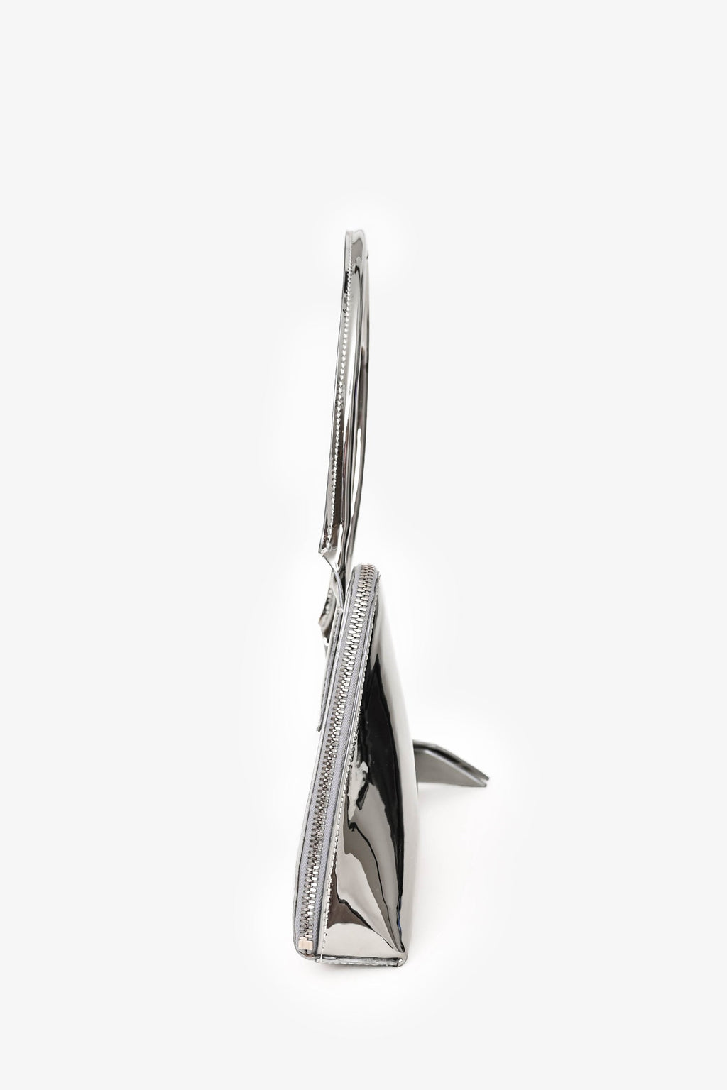 The Attico Silver Patent Leather 'Sunrise' Single Strap Shoulder Bag
