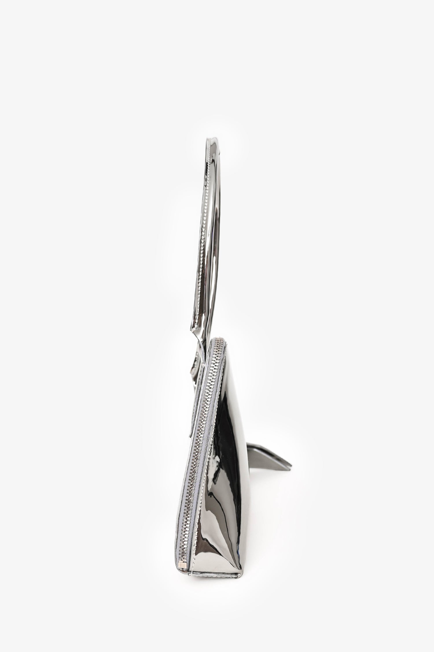 The Attico Silver Patent Leather 'Sunrise' Single Strap Shoulder Bag