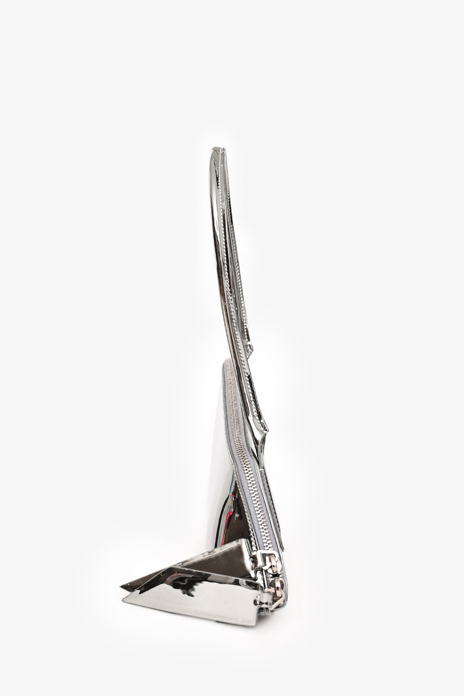 The Attico Silver Patent Leather 'Sunrise' Single Strap Shoulder Bag