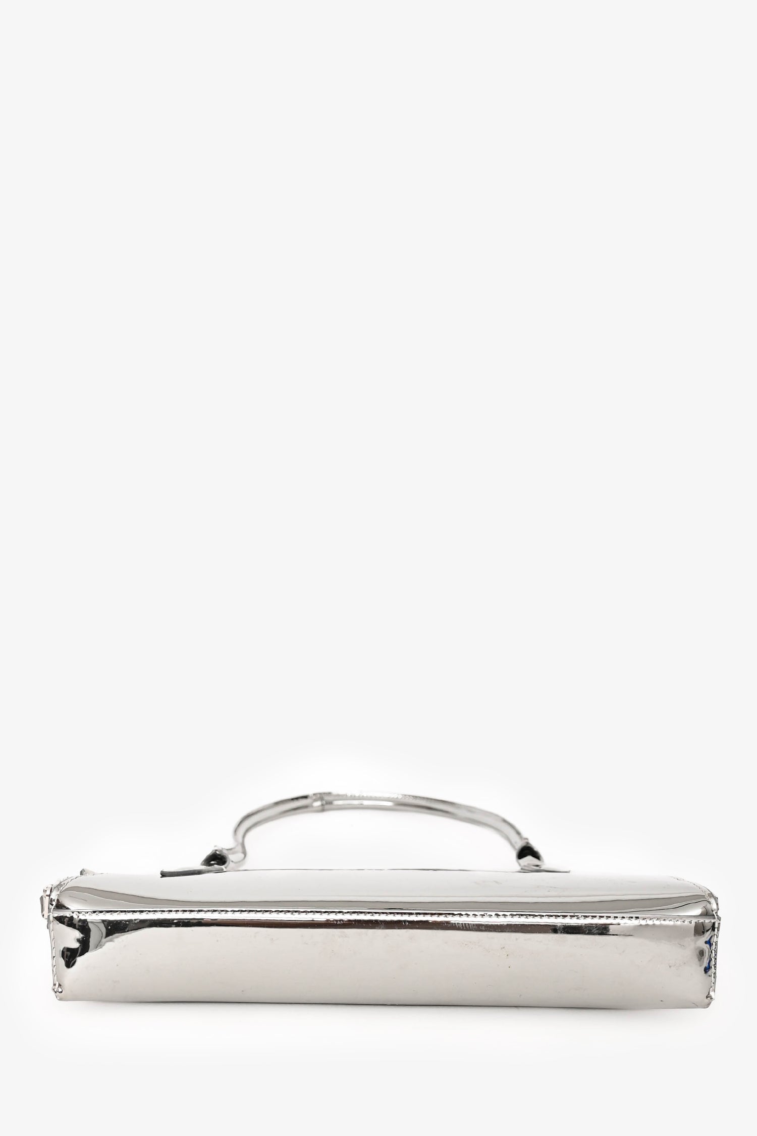The Attico Silver Patent Leather 'Sunrise' Single Strap Shoulder Bag