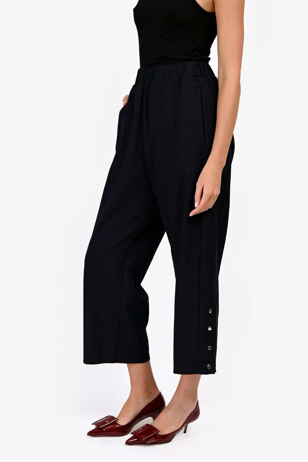 Monpell Navy/Red Pinstripe Wide Leg Trousers Size XS