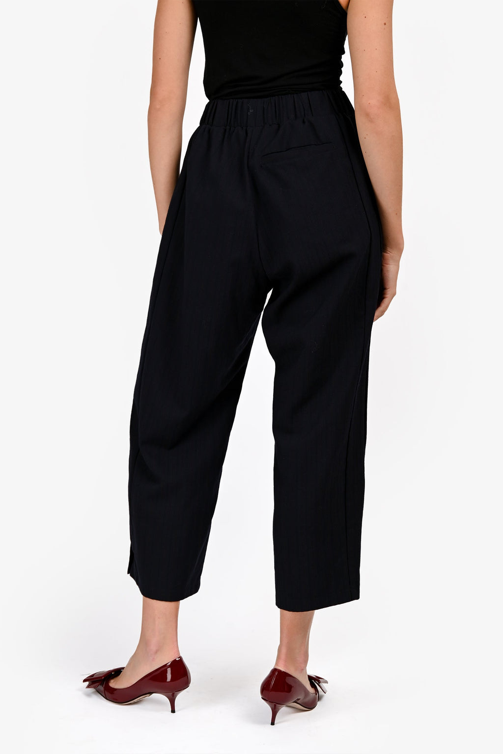 Monpell Navy/Red Pinstripe Wide Leg Trousers Size XS