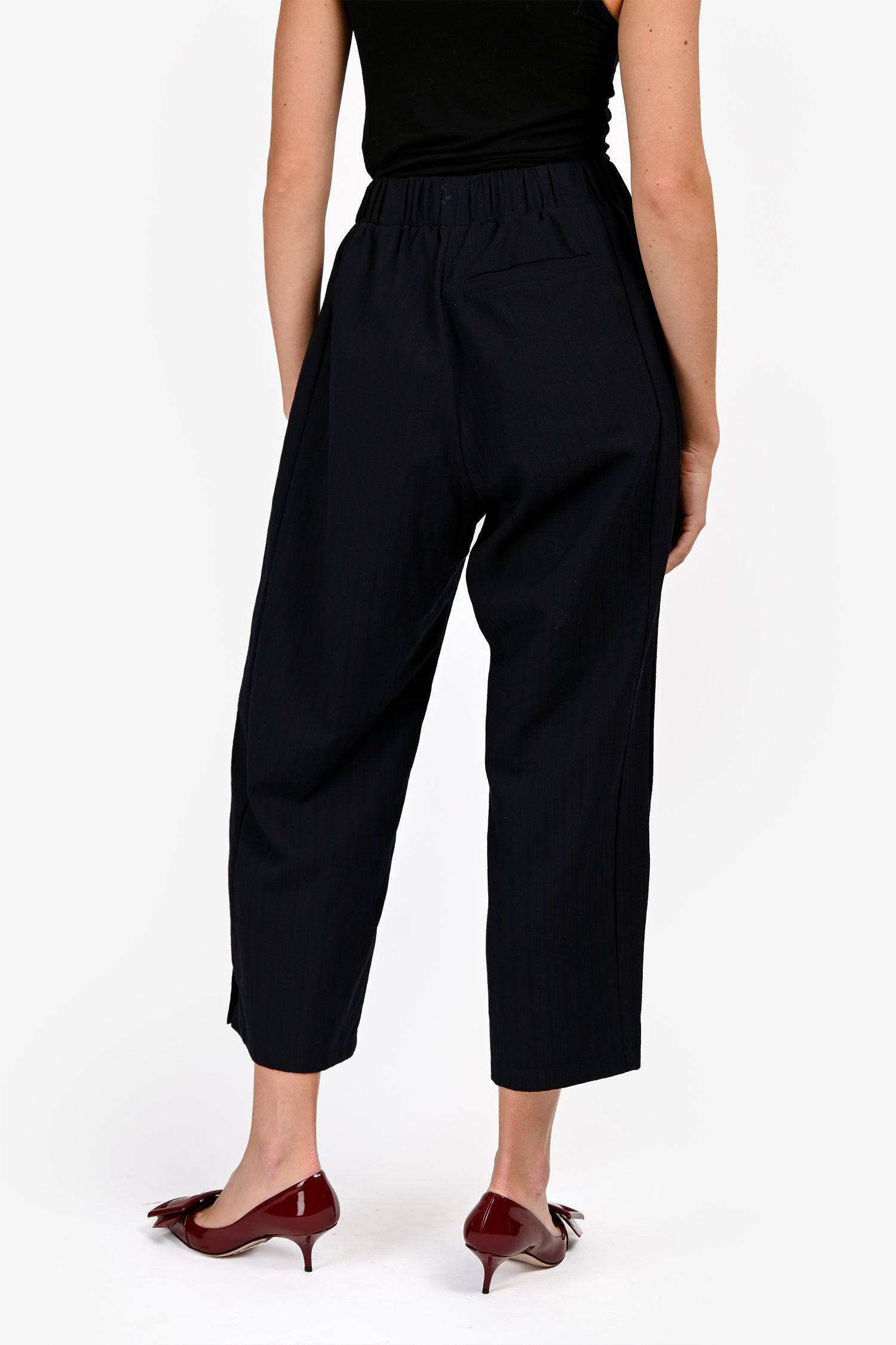 Monpell Navy/Red Pinstripe Wide Leg Trousers Size XS
