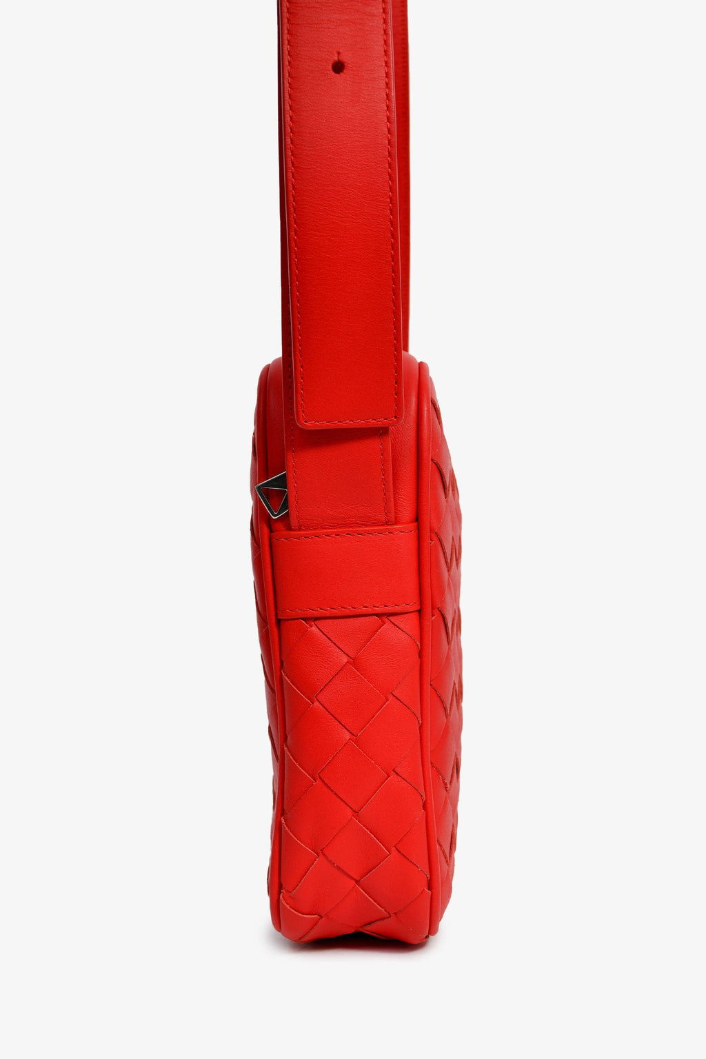Bottega Veneta Red Leather Intrecciato Leather Phone Pouch