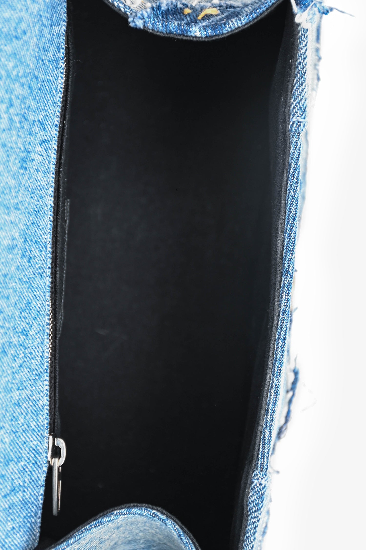 Balenciaga Blue Denim Patched Logo Embroidered Hourglass Bag with Strap