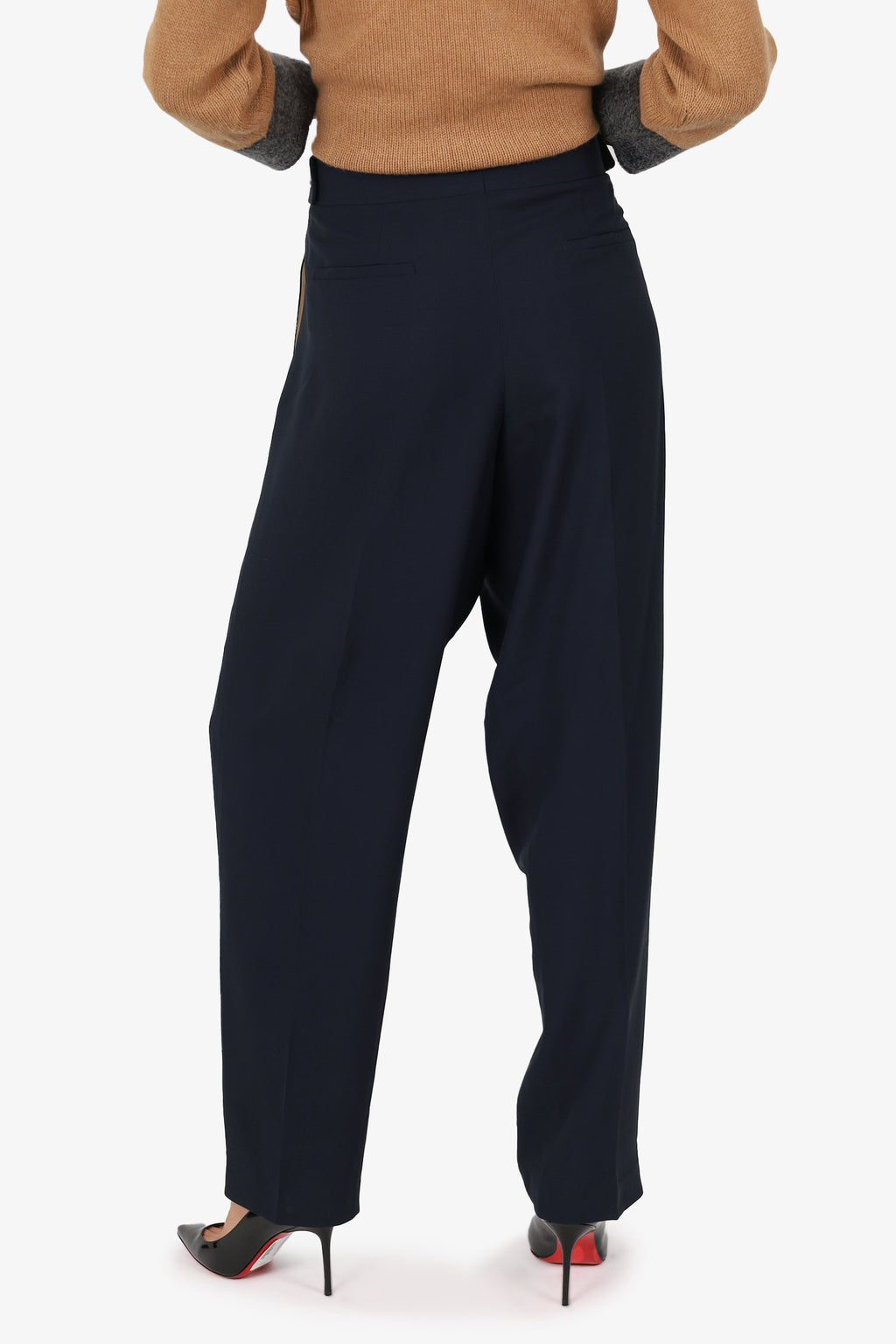 Chloe Black High Waisted Straight Leg Trousers Size 42