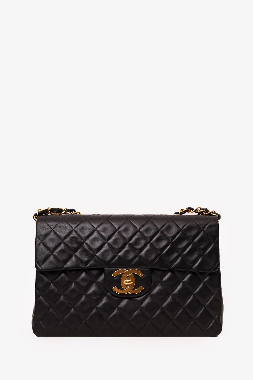Pre-Loved Chanel™ 1994-96 Black Quilted Lambskin Jumbo XL Maxi Flap Bag