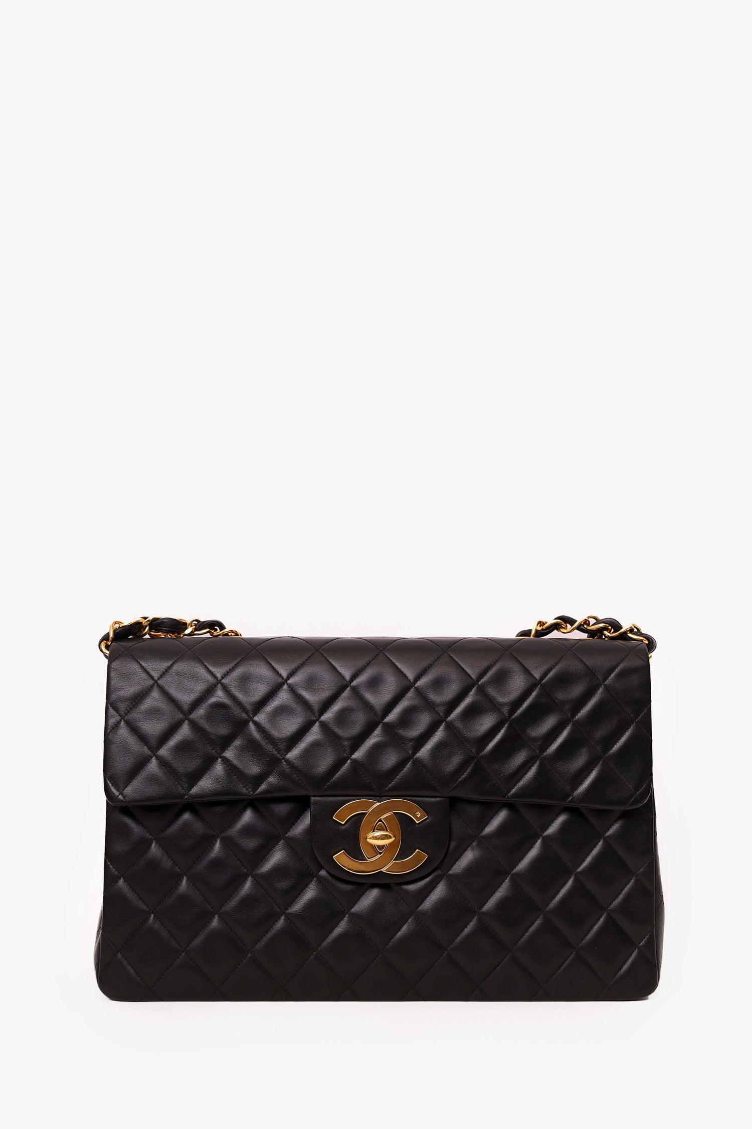 Pre-Loved Chanel™ 1994-96 Black Quilted Lambskin Jumbo XL Maxi Flap Bag