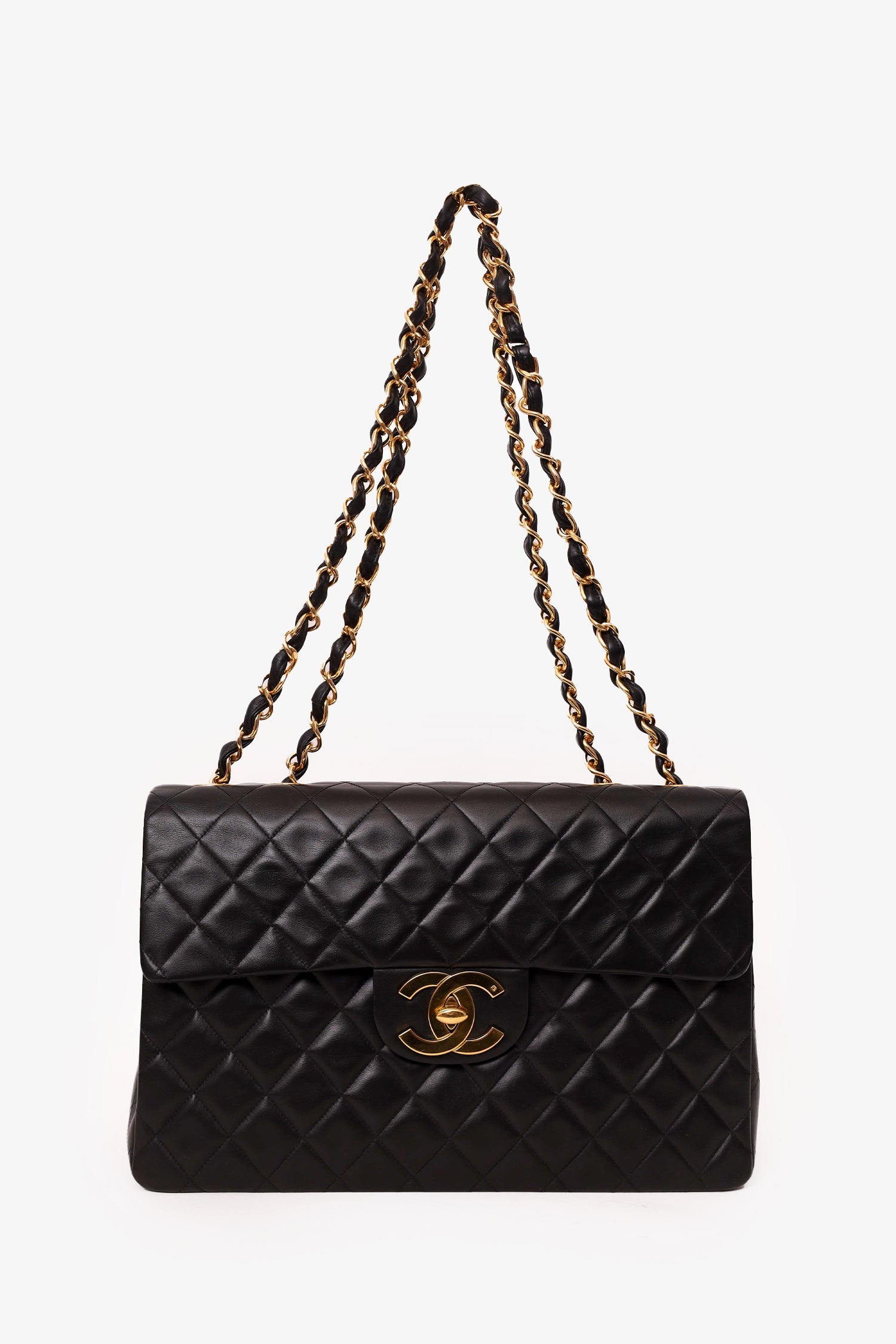 Pre-Loved Chanel™ 1994-96 Black Quilted Lambskin Jumbo XL Maxi Flap Bag