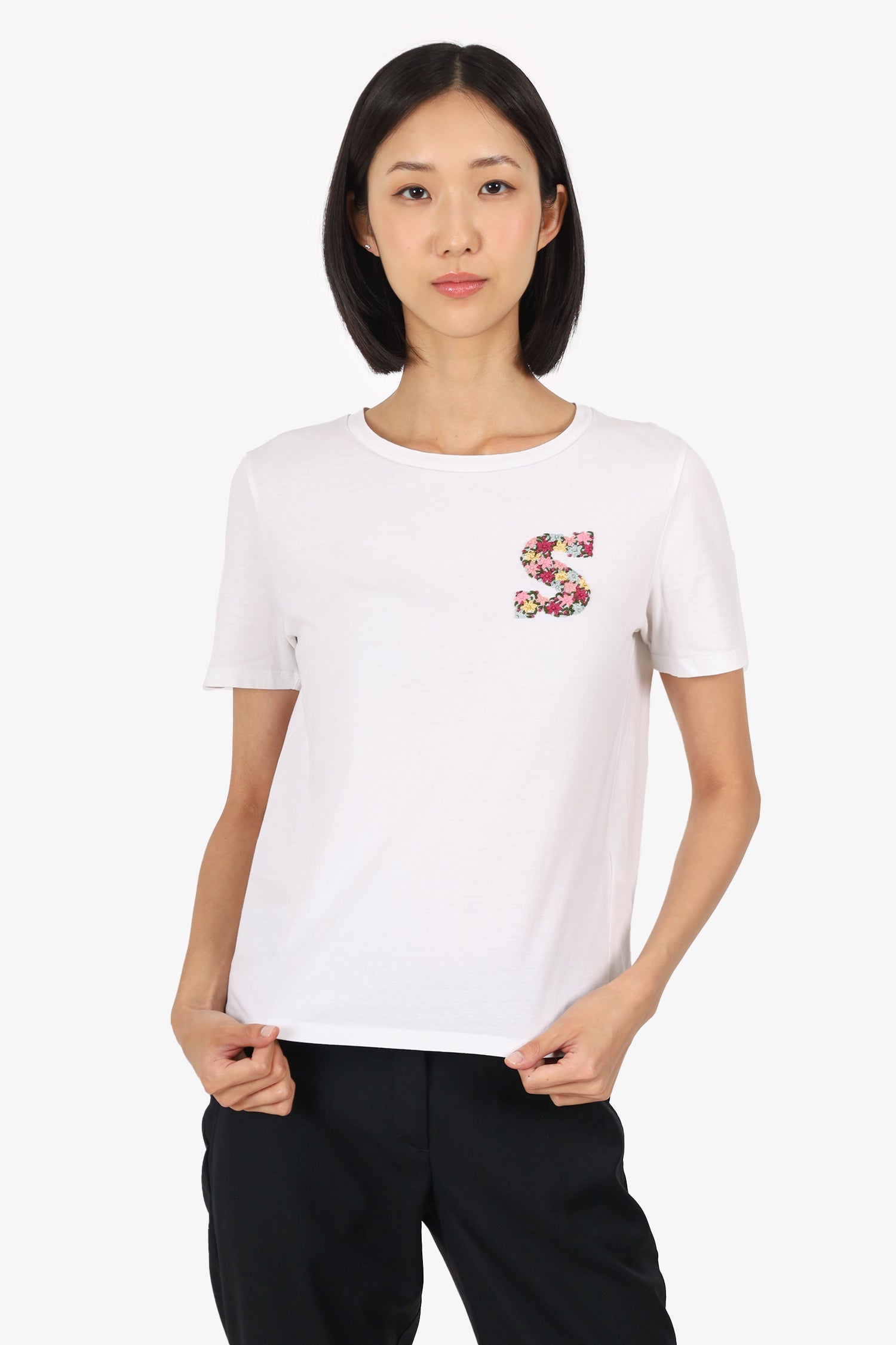 Sandro White 'Floral S' T-Shirt Size 0